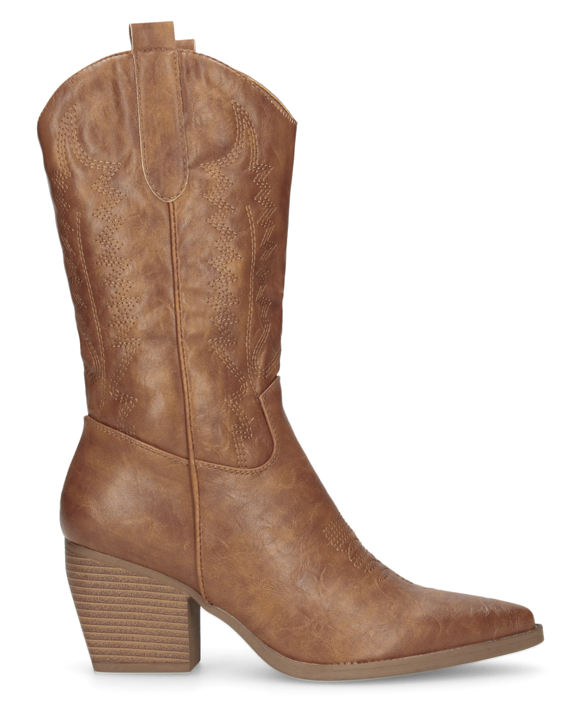 FIONA - brown glossy Western boots with zip closure