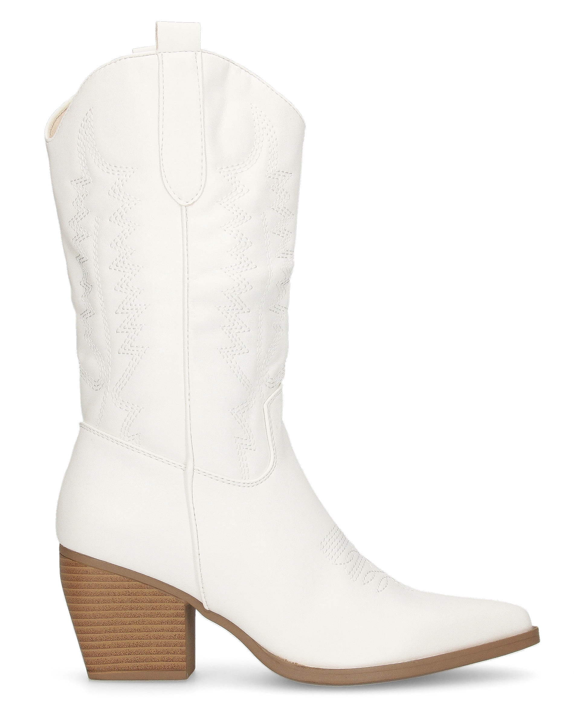 FIONA - white glossy Western boots with zip closure