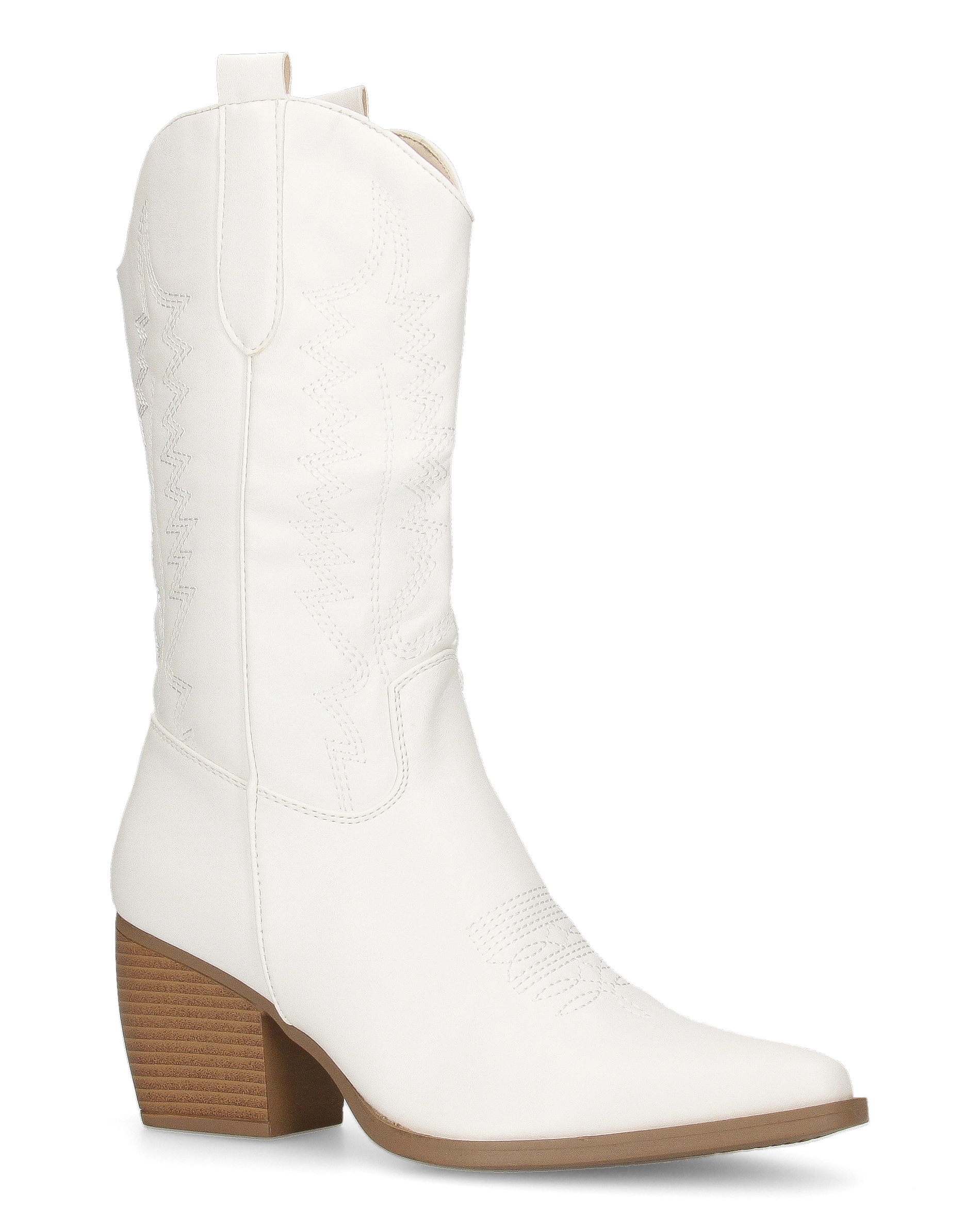 FIONA - white glossy Western boots with zip closure