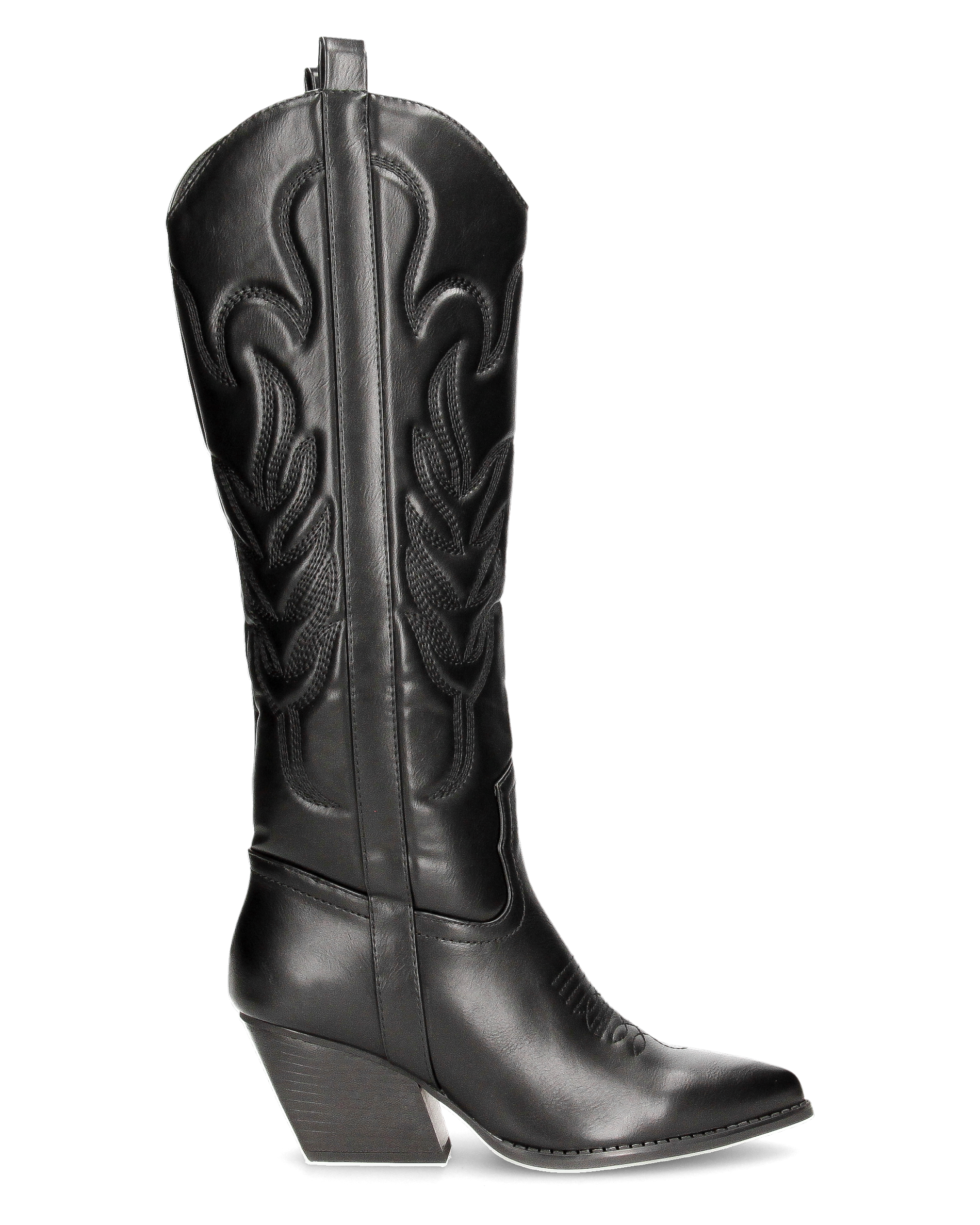 LANDA - black knee-high Western boots with side zip
