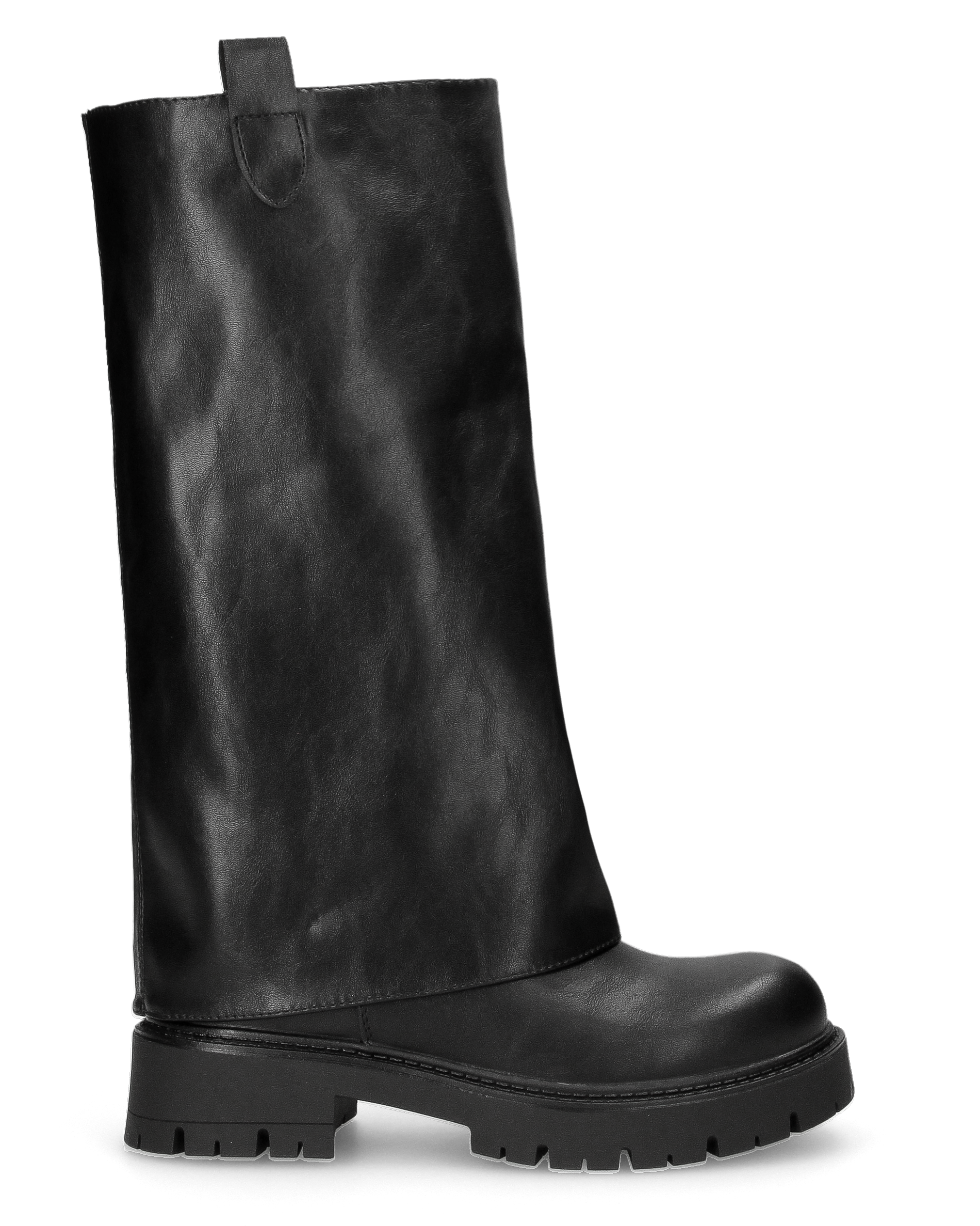 HEMMY - 2-in-1 black faux leather boots with lug sole