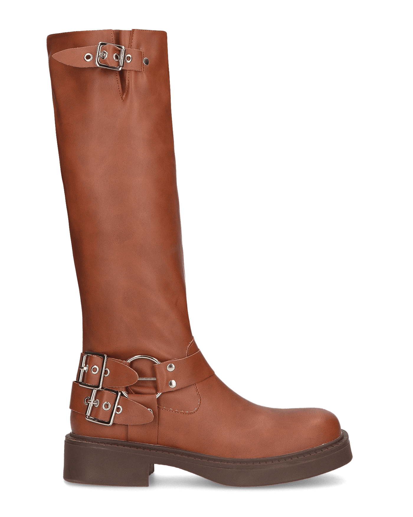 HISA - Brown Knee-High Boots with Multiple Straps and Buckles