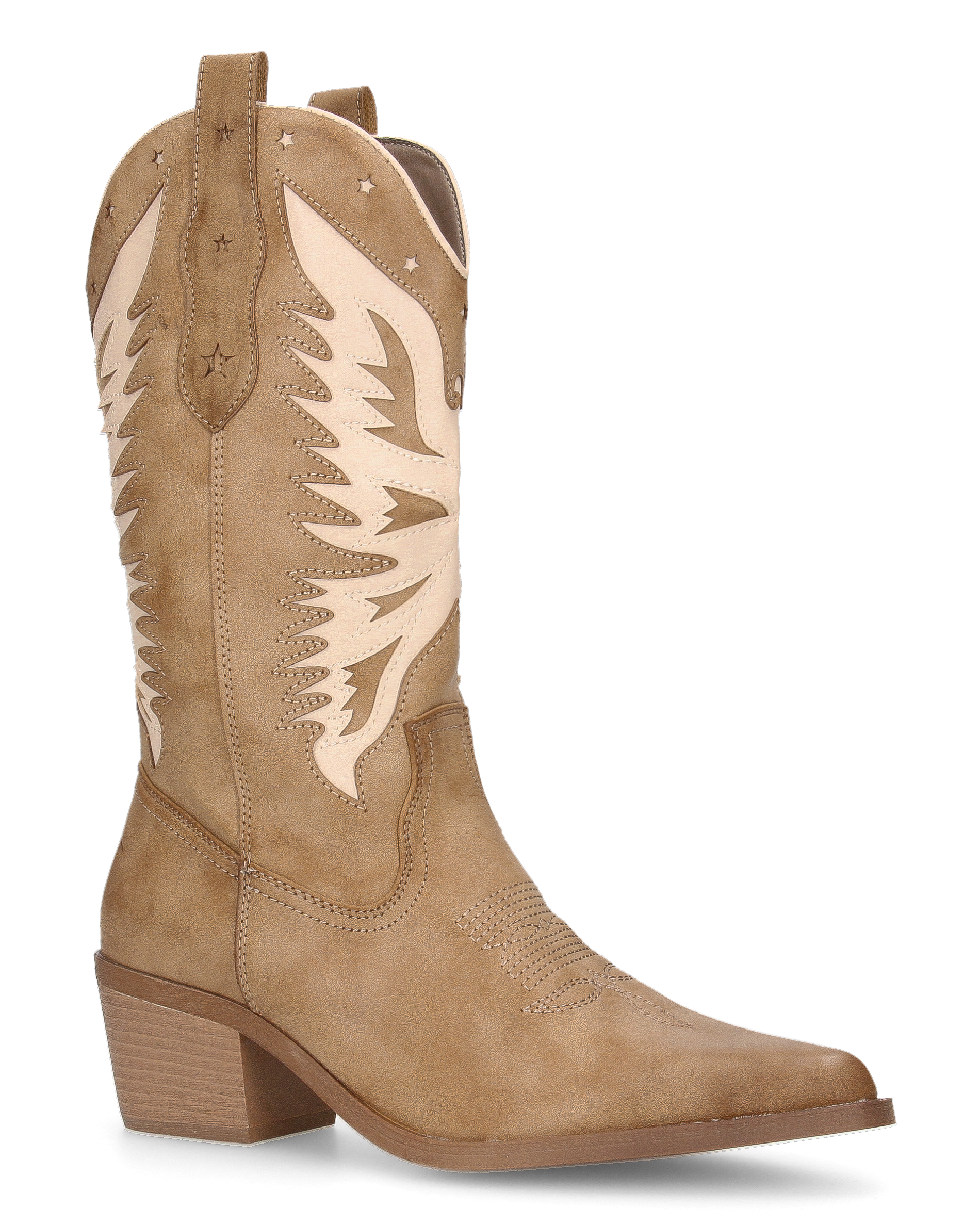 IRENE - beige Western boots with light beige designs