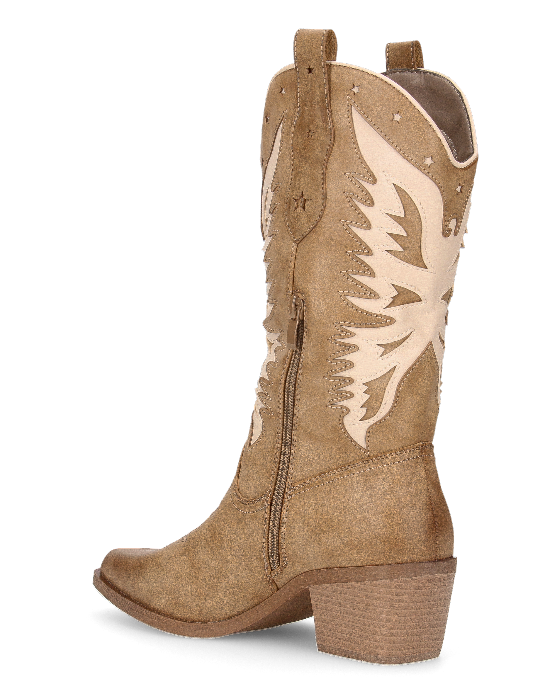 IRENE - beige Western boots with light beige designs