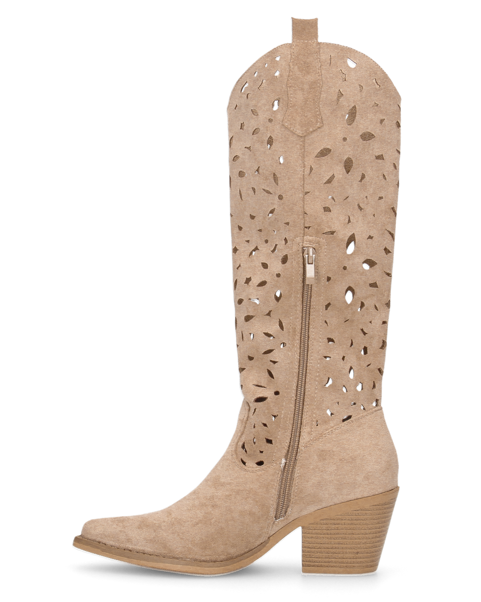 JADY - beige Western boots with perforated shaft