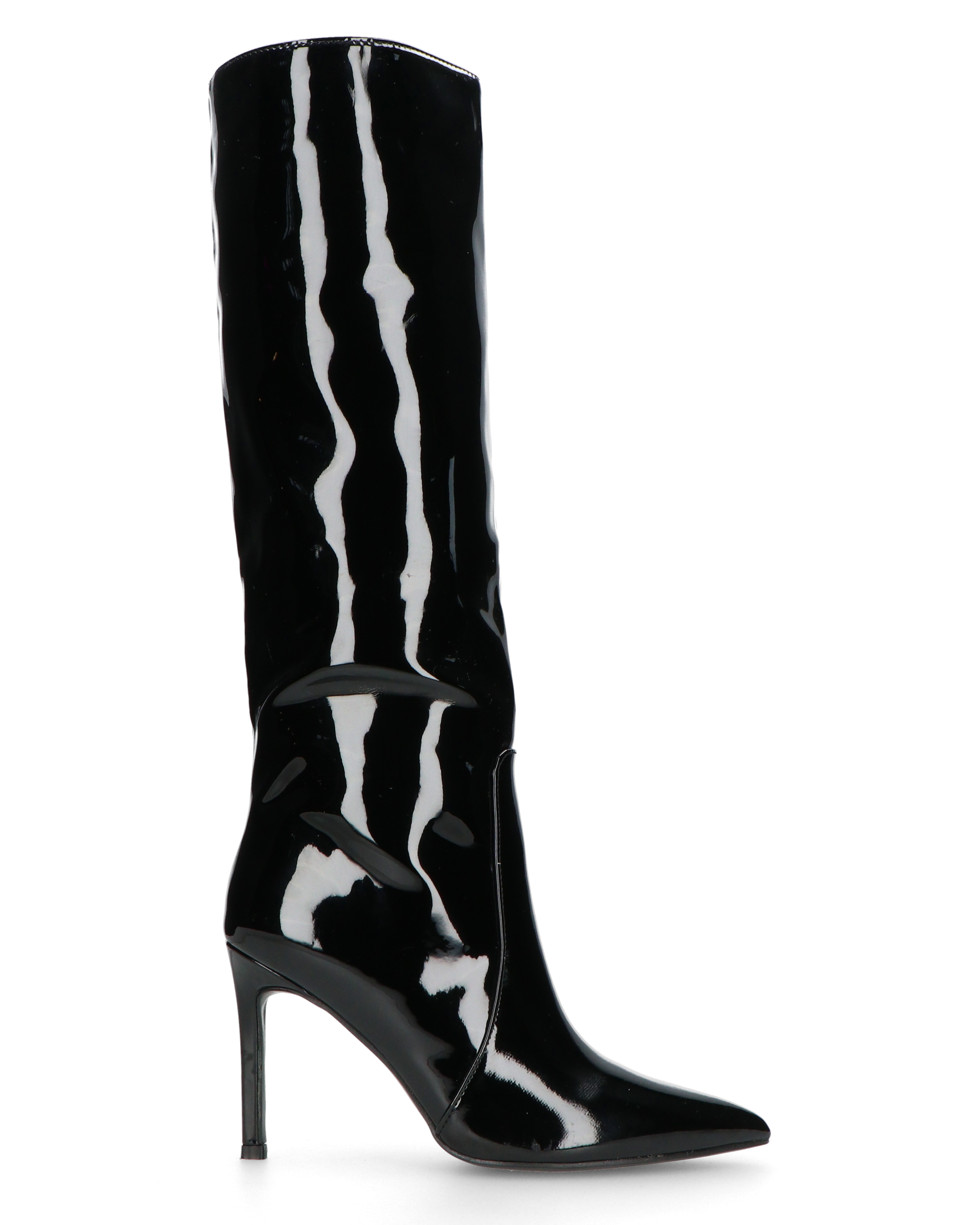 KAMYA - black glossy high boots with zip