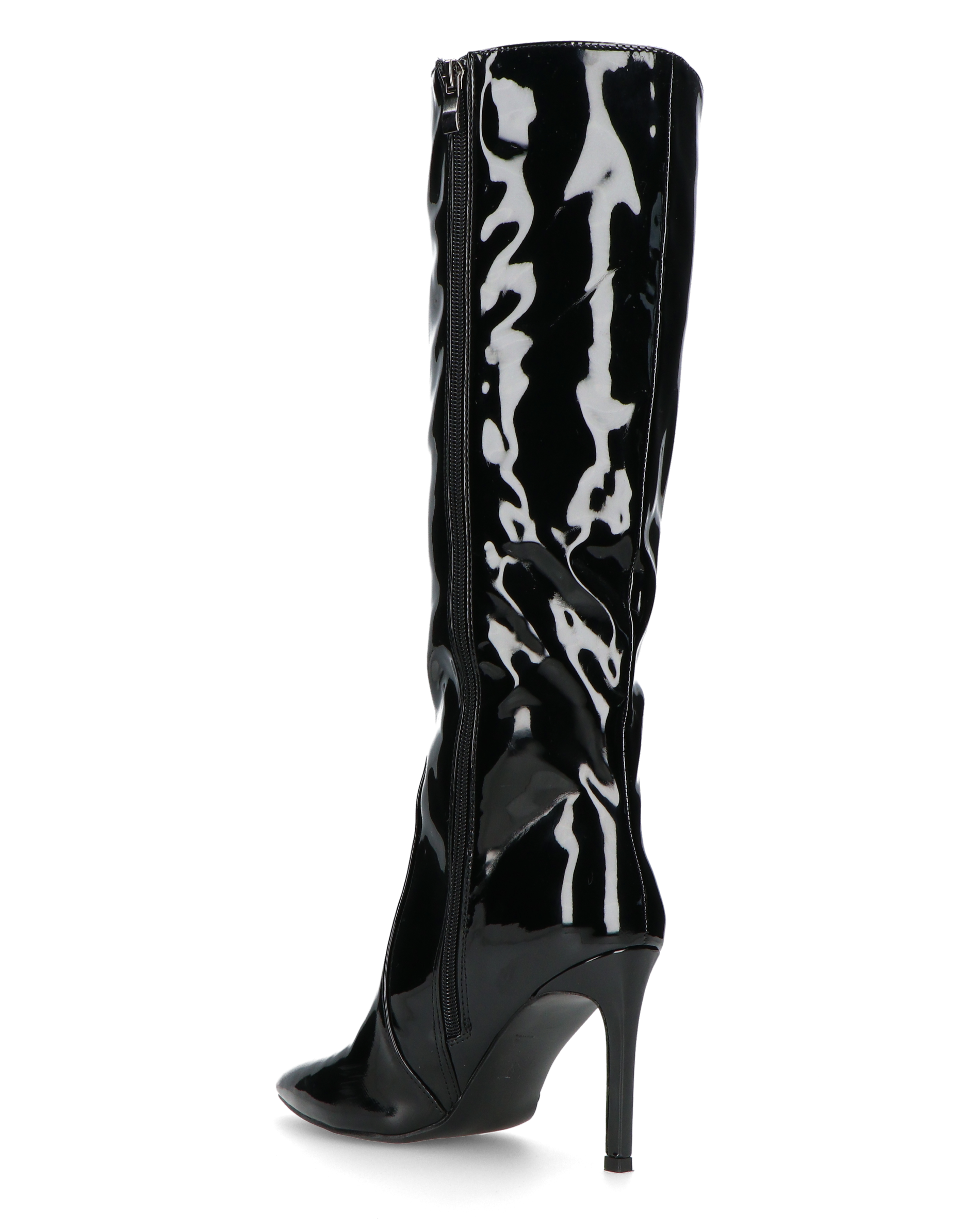 KAMYA - black glossy high boots with zip
