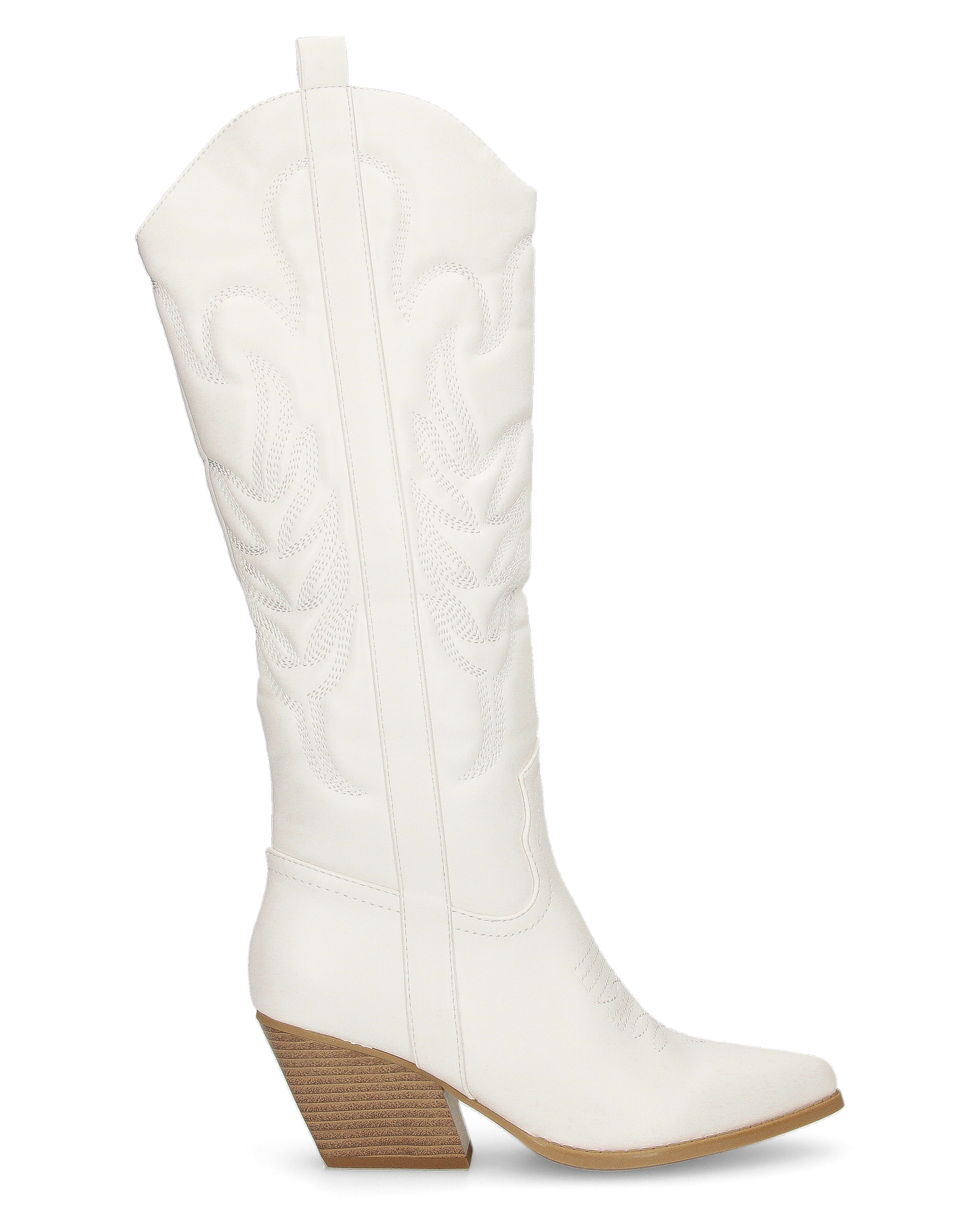 LANDA - white knee-high Western boots with side zip