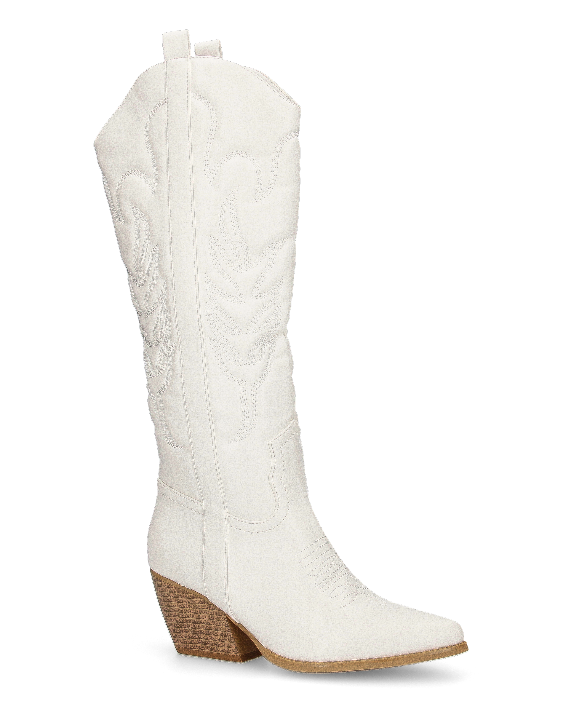 LANDA - white knee-high Western boots with side zip
