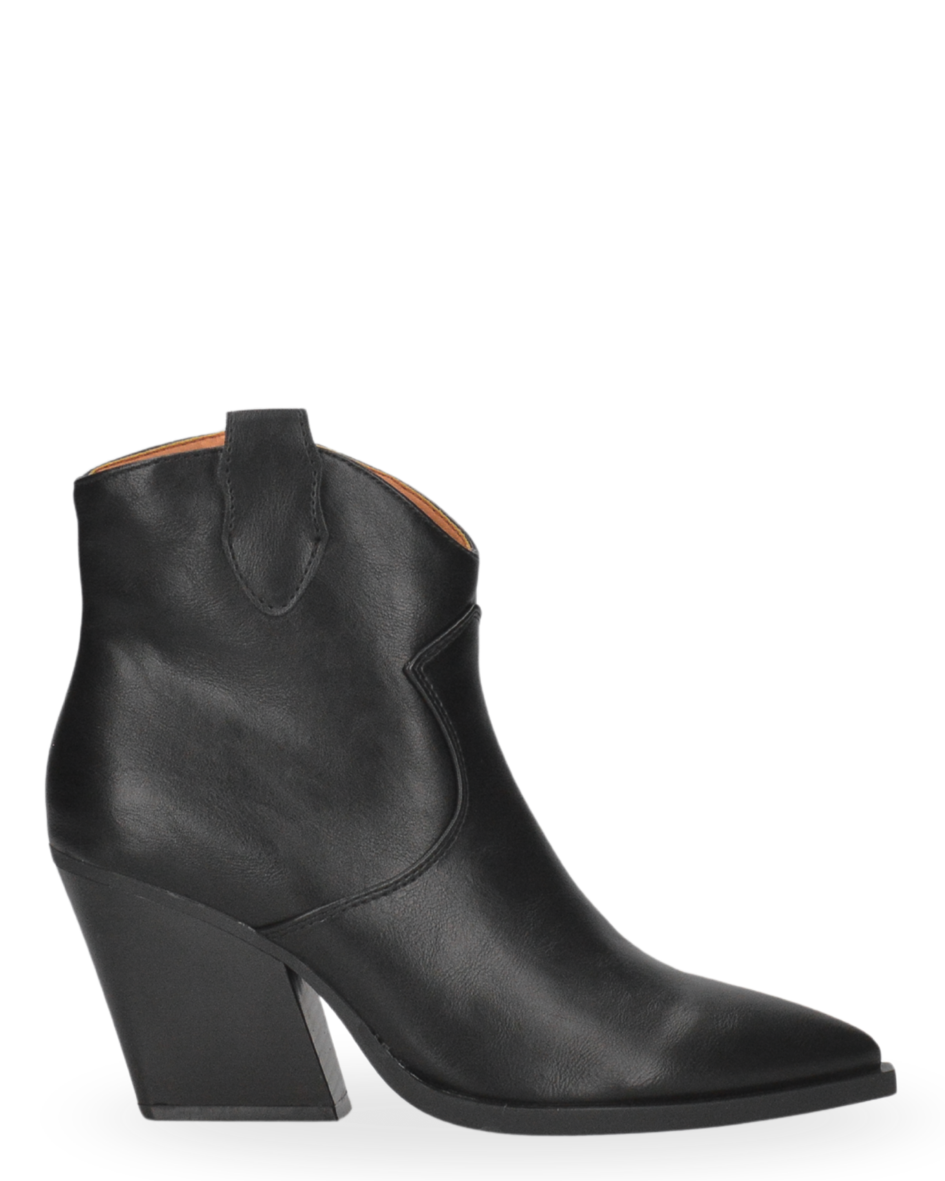 LOTTIE - 2-in-1 black faux leather Western boot