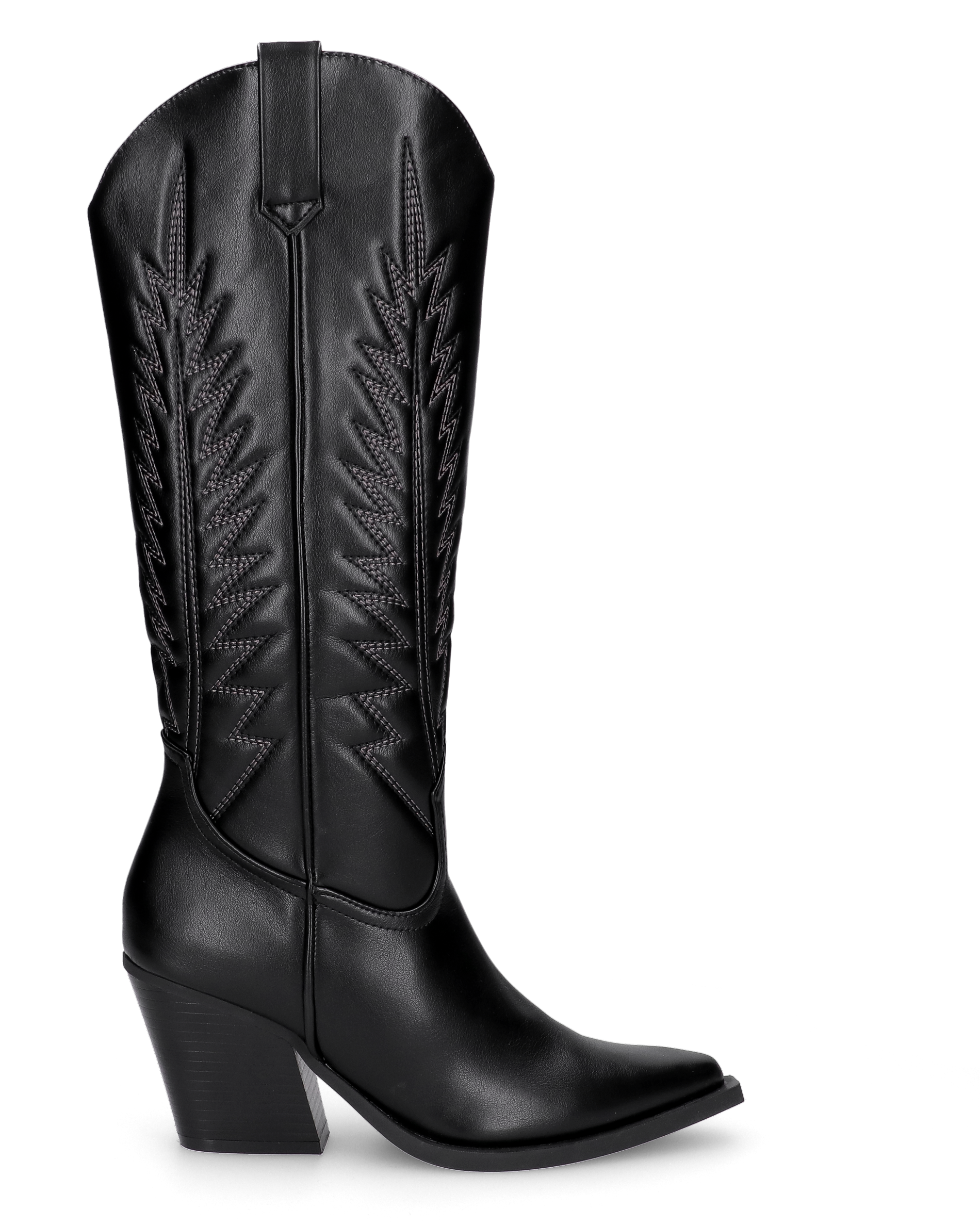 LUCITA - tall black Western boots with black embroidered designs
