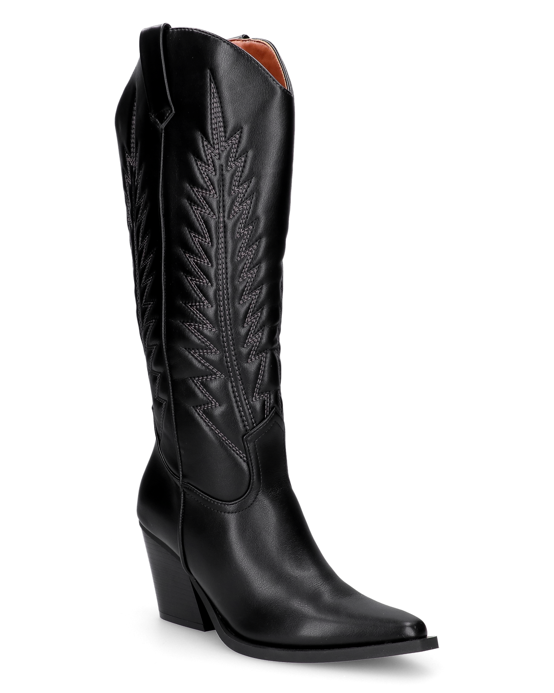LUCITA - tall black Western boots with black embroidered designs