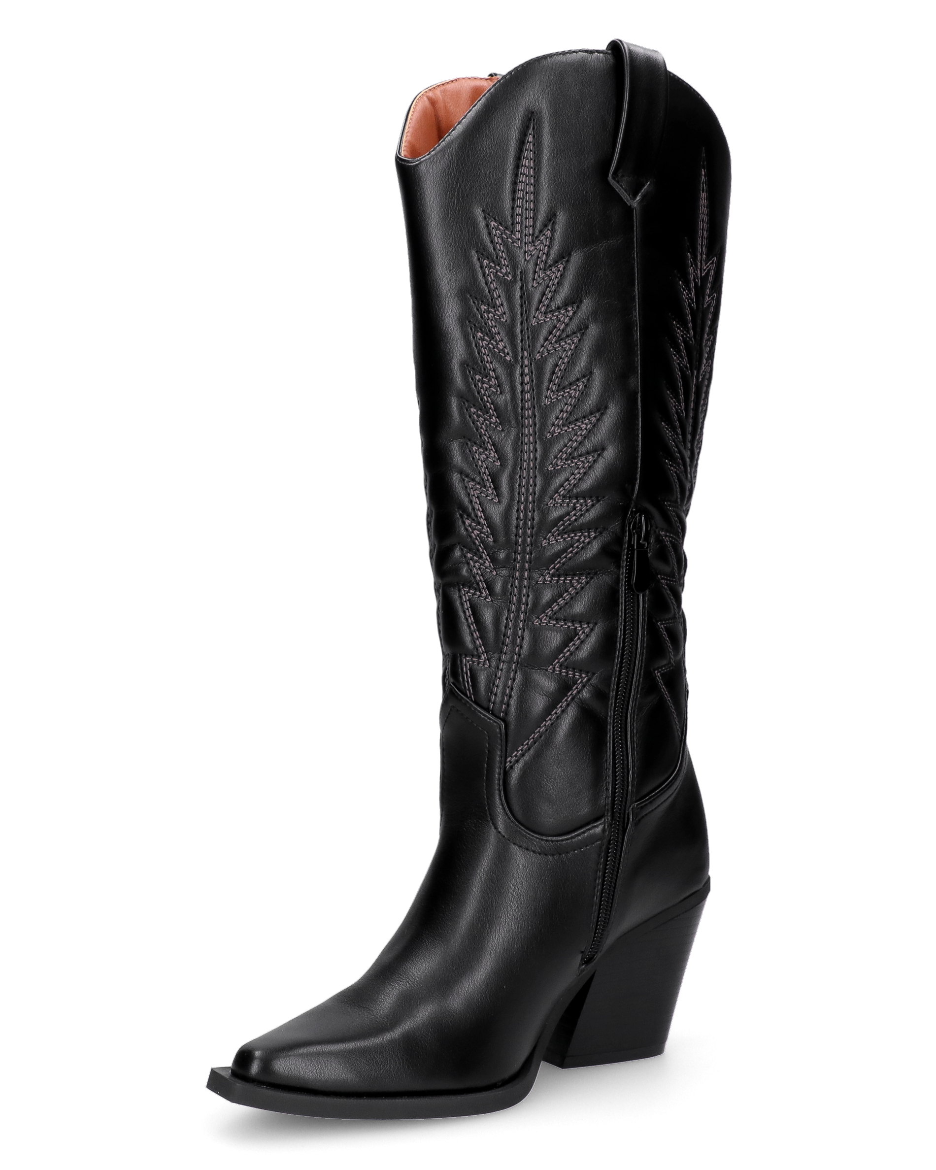 LUCITA - tall black Western boots with black embroidered designs
