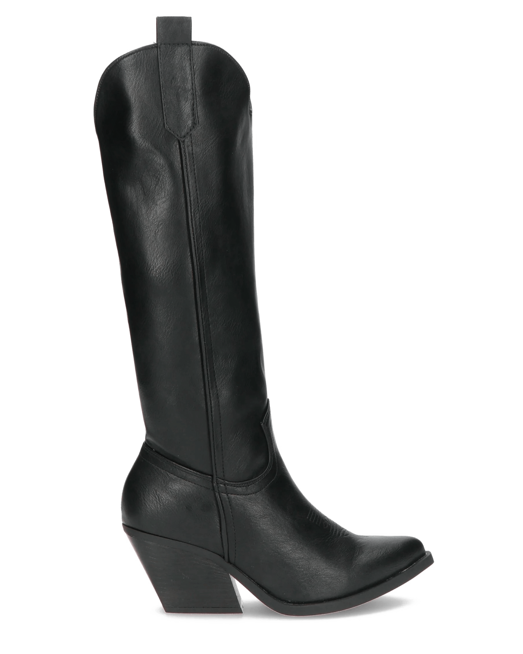 LIANA - black faux leather heeled Western boots
