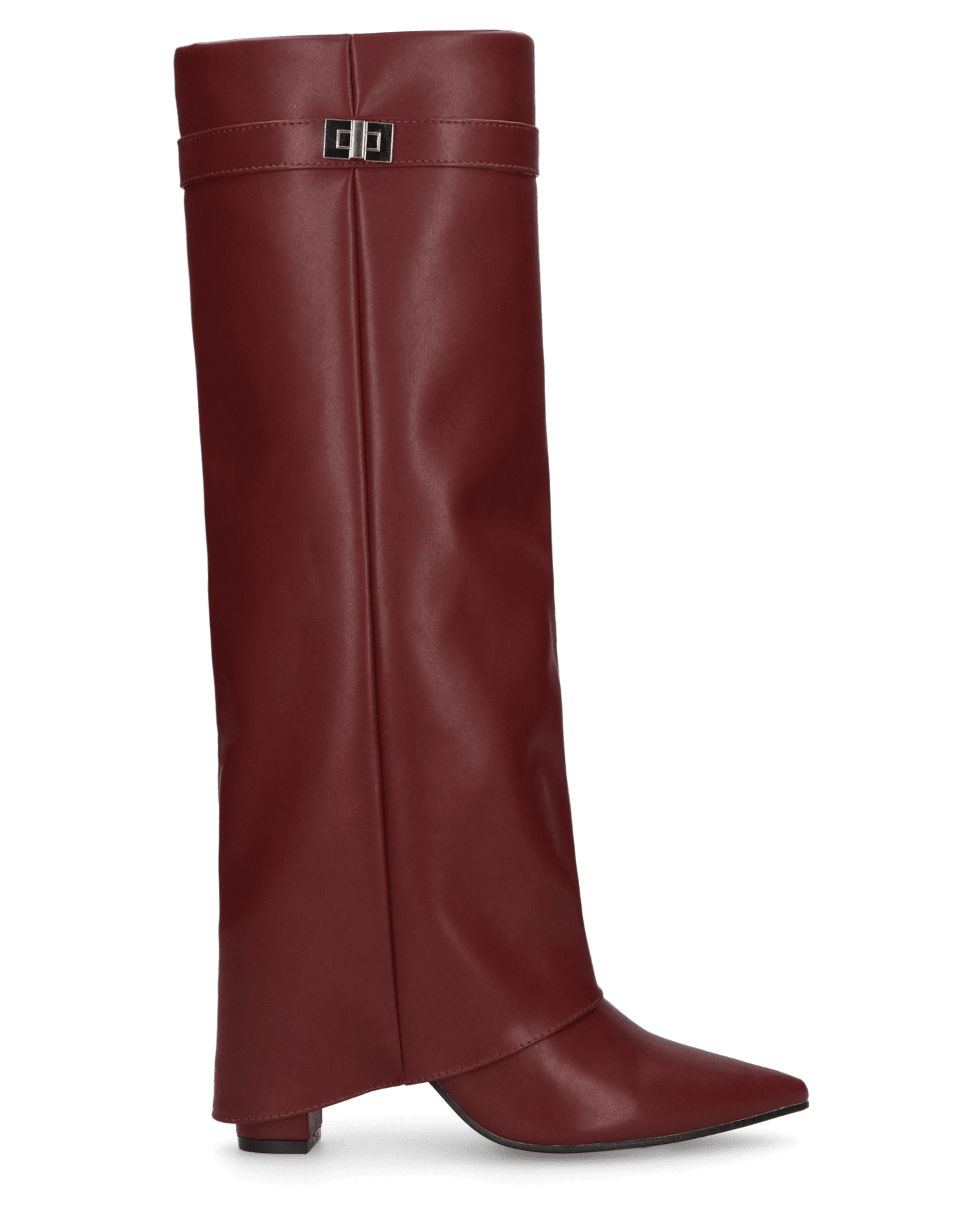 LILY - burgundy tall boots with turn-down cuff