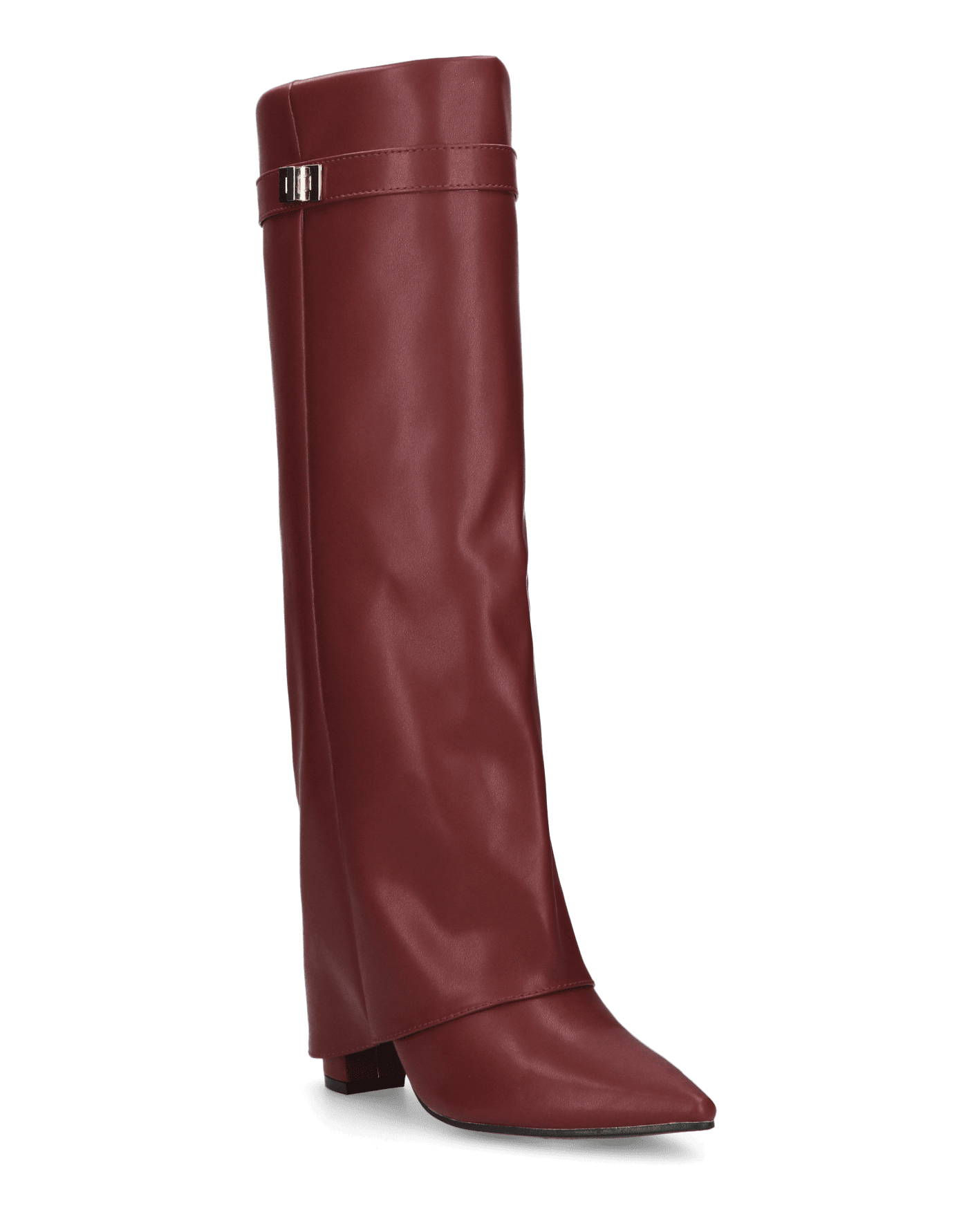 LILY - burgundy tall boots with turn-down cuff