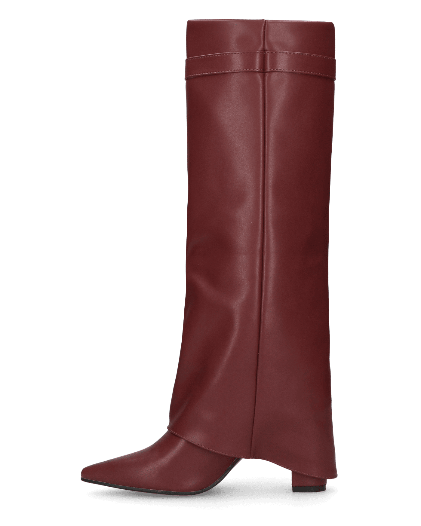 LILY - burgundy tall boots with turn-down cuff