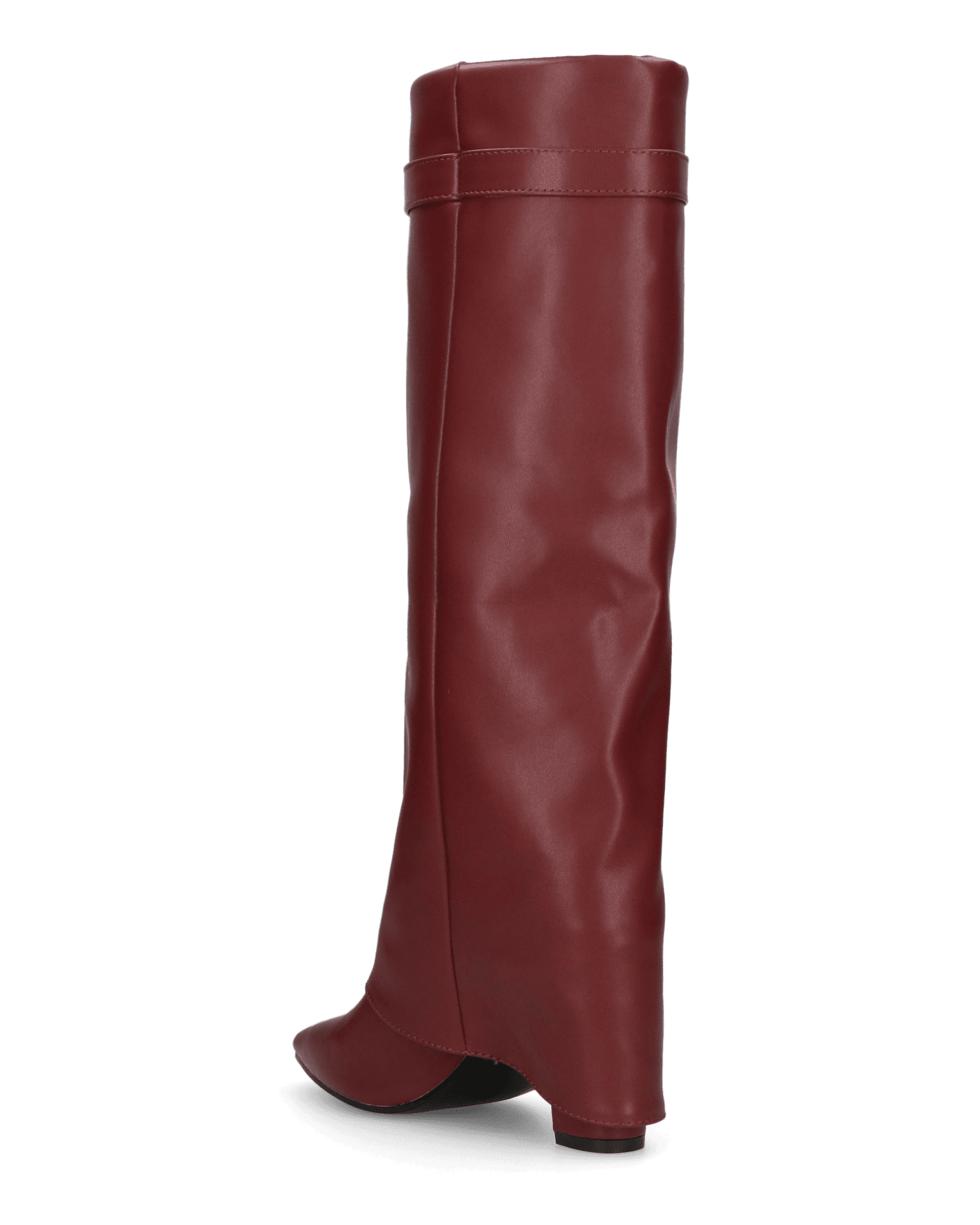 LILY - burgundy tall boots with turn-down cuff