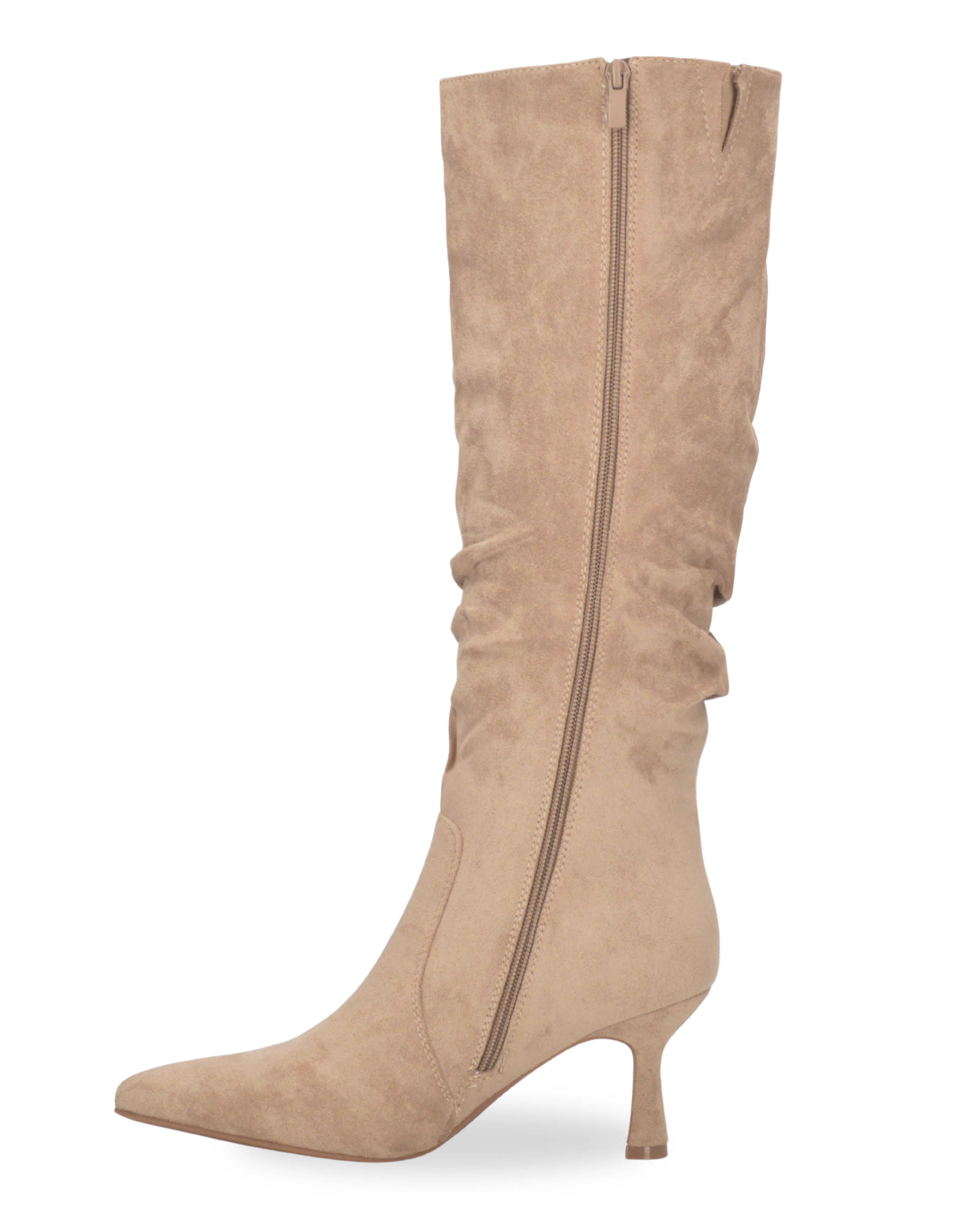 LOREDANA - beige suede knee-high boots