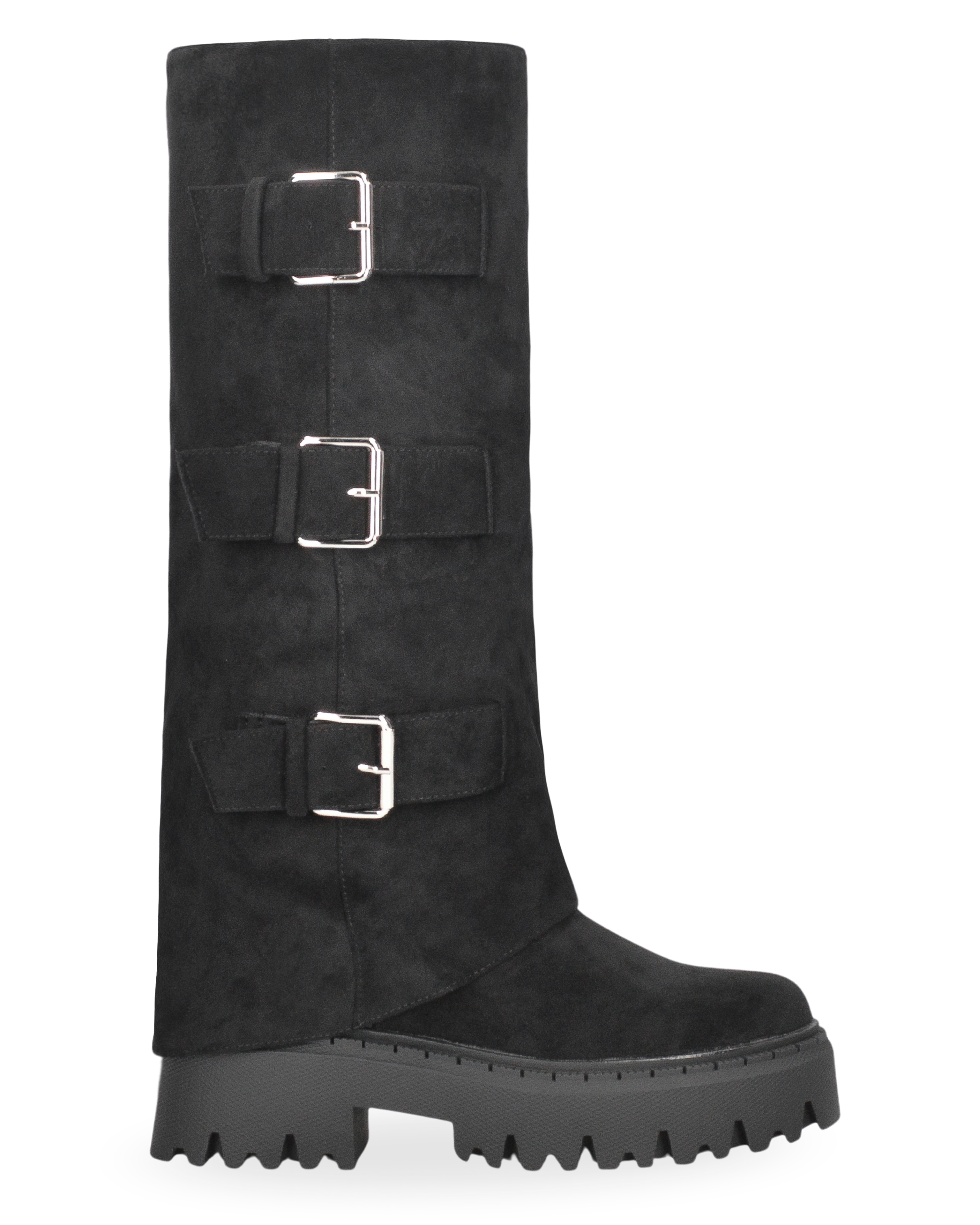 CATIA - black platform boots with turn-down cuff and adjustable straps
