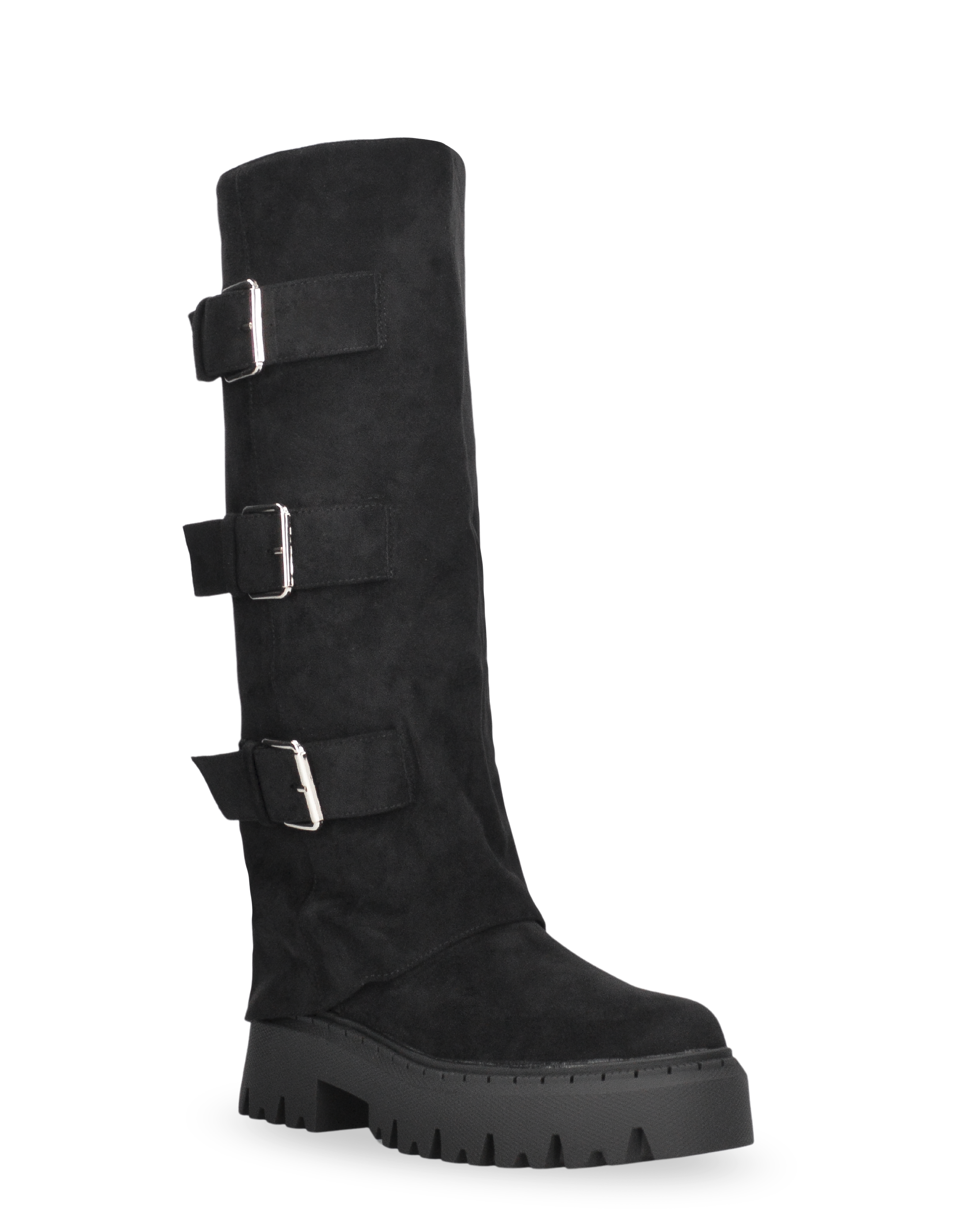 CATIA - black platform boots with turn-down cuff and adjustable straps