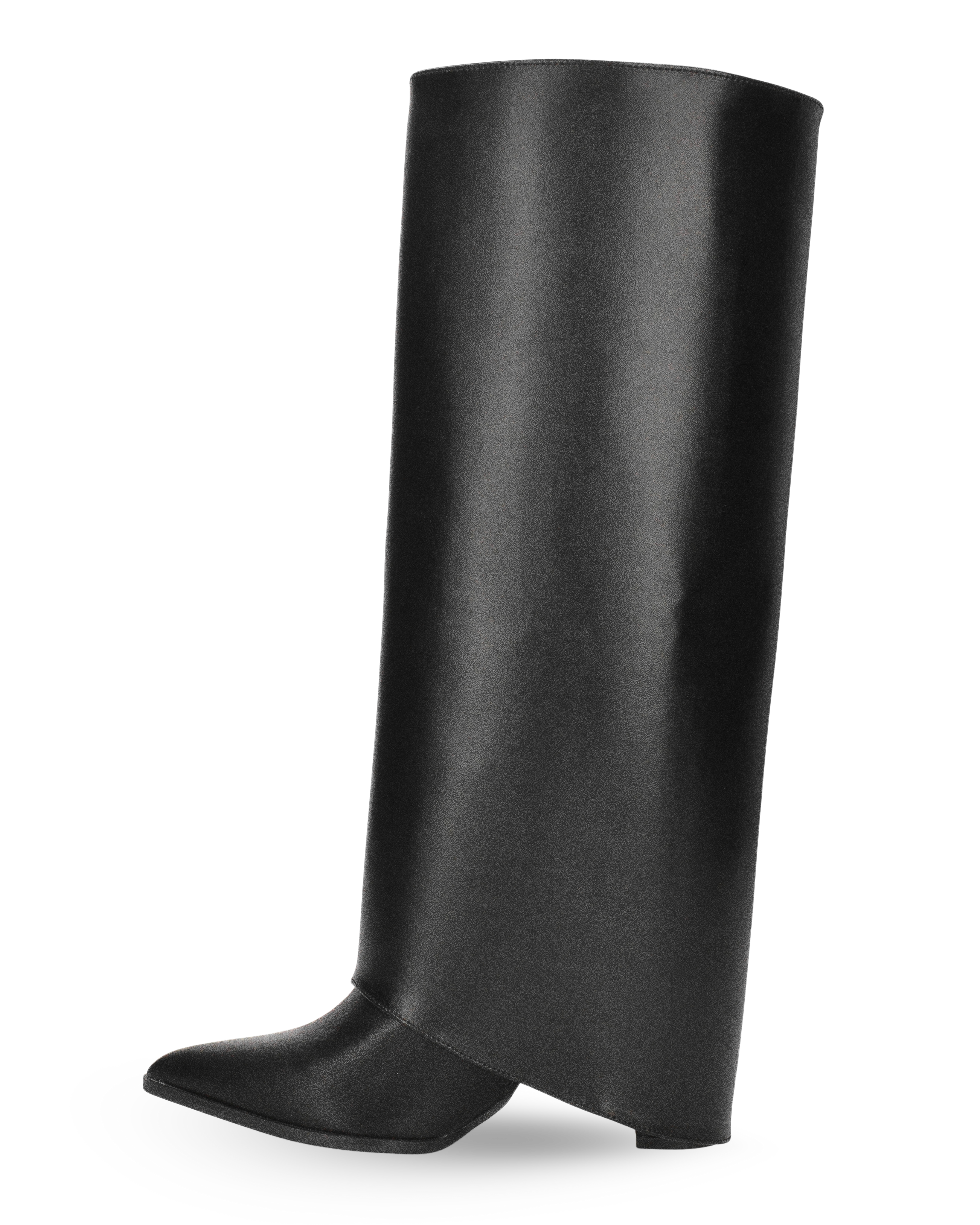 FEDRIKA - 2-in-1 Black Faux Leather Boots: From Tall Boot to Ankle Boot in One Simple Move