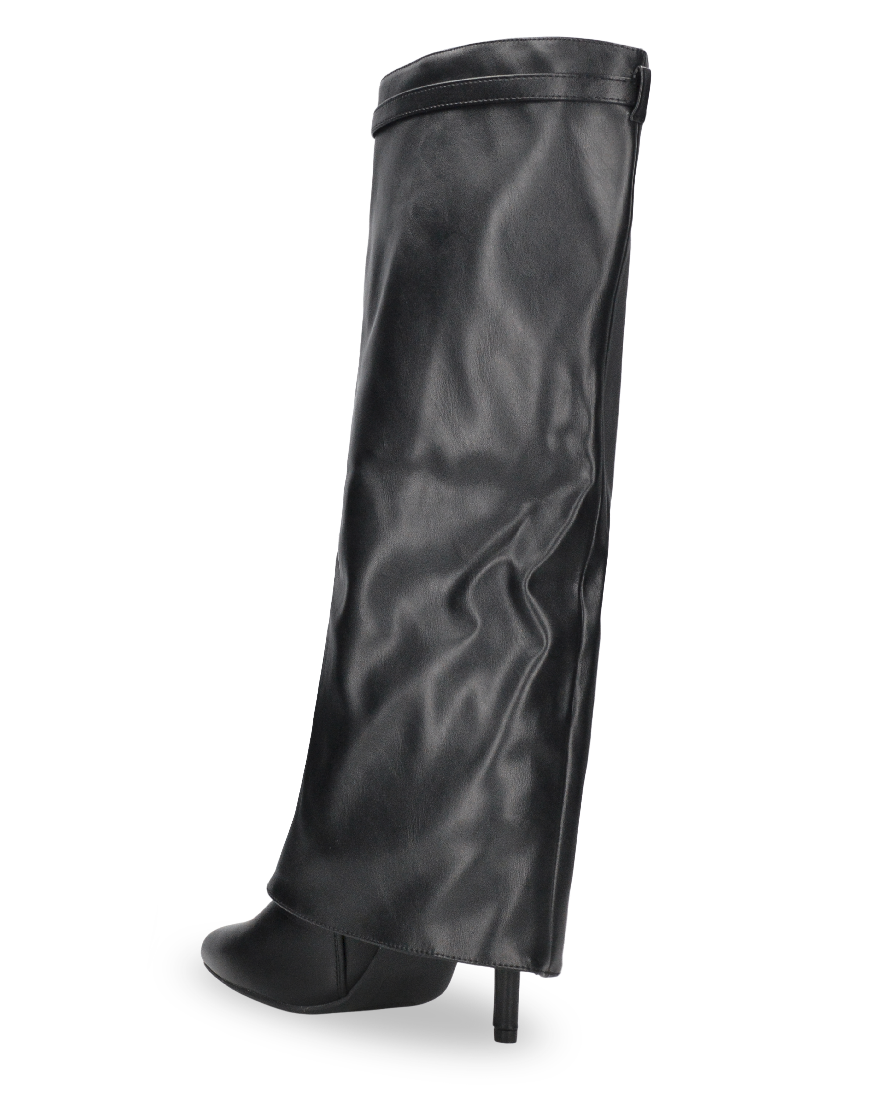 MEDHA - knee-high boots with turn-down cuff, stiletto heel and decorative strap