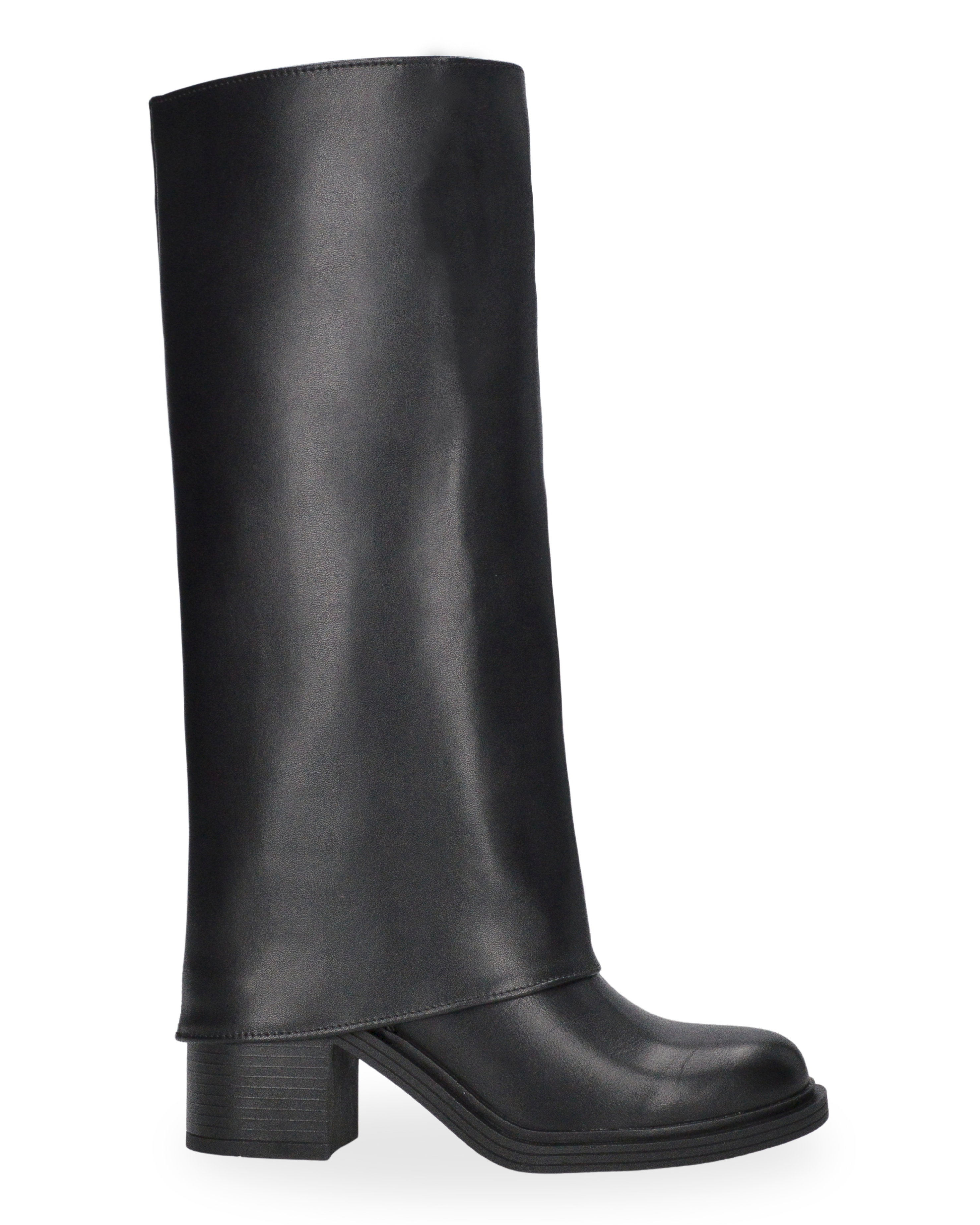 VANNY - 2-in-1 black faux leather boot: from tall boot to ankle boot with a simple gesture
