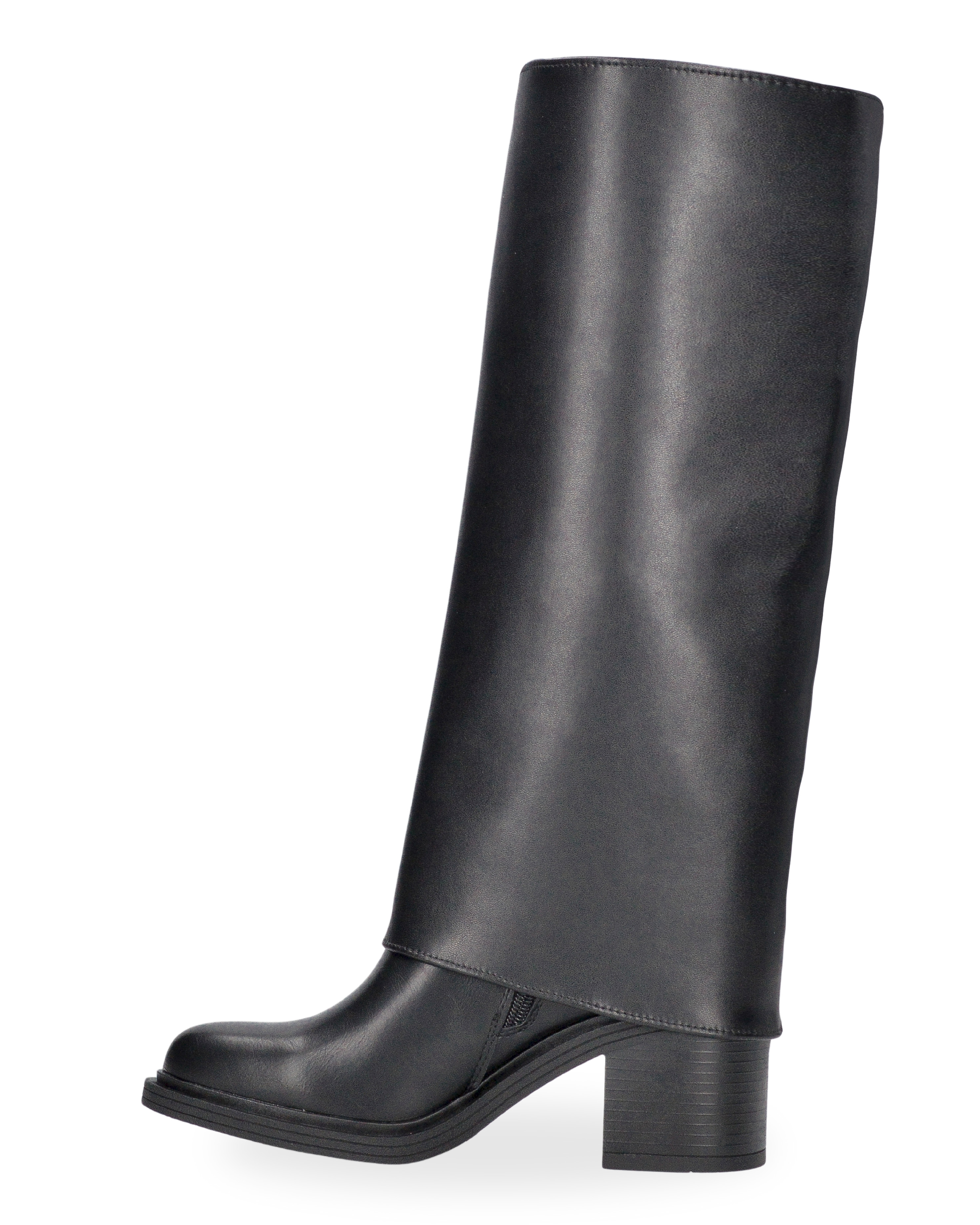 VANNY - 2-in-1 black faux leather boot: from tall boot to ankle boot with a simple gesture