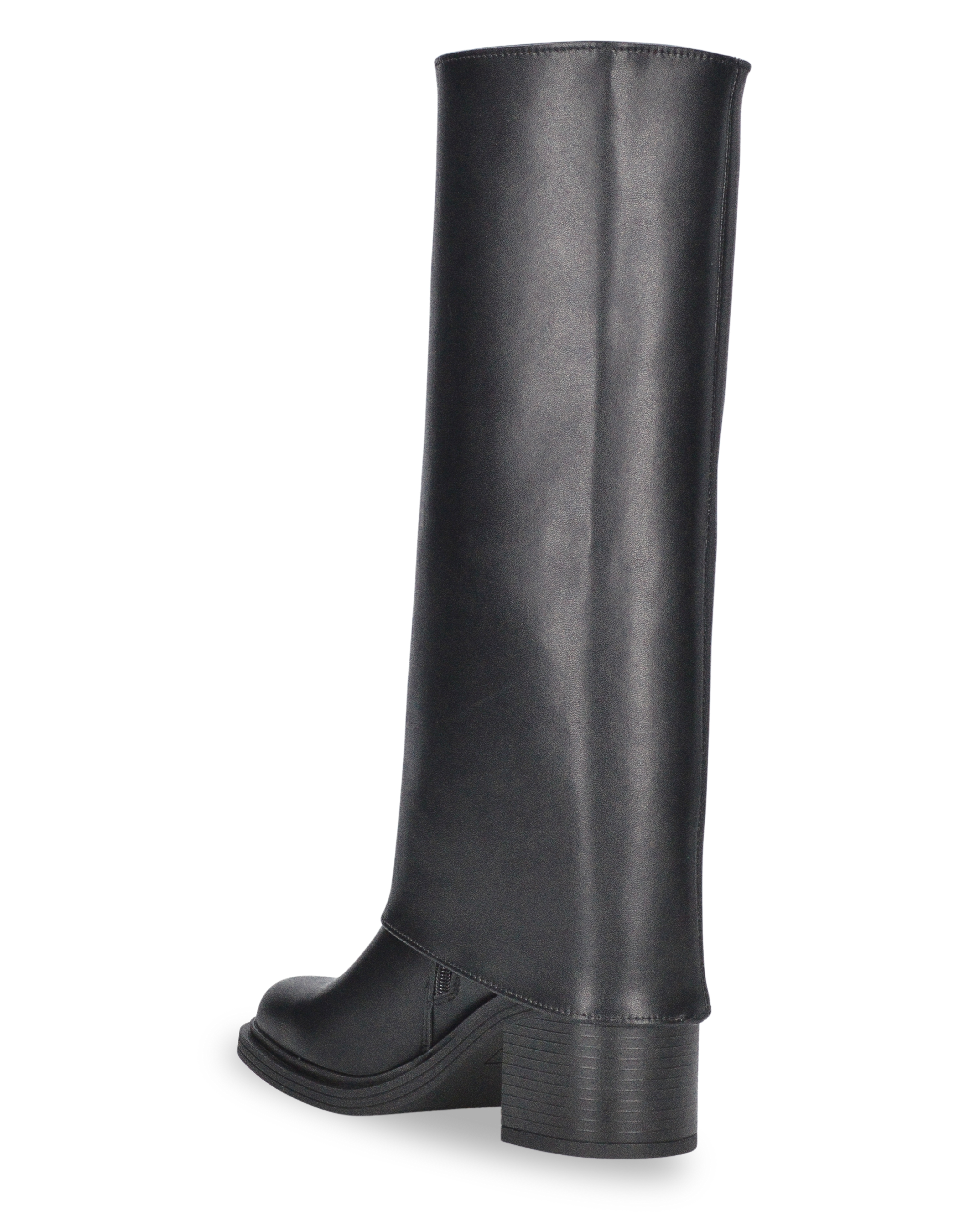 VANNY - 2-in-1 black faux leather boot: from tall boot to ankle boot with a simple gesture