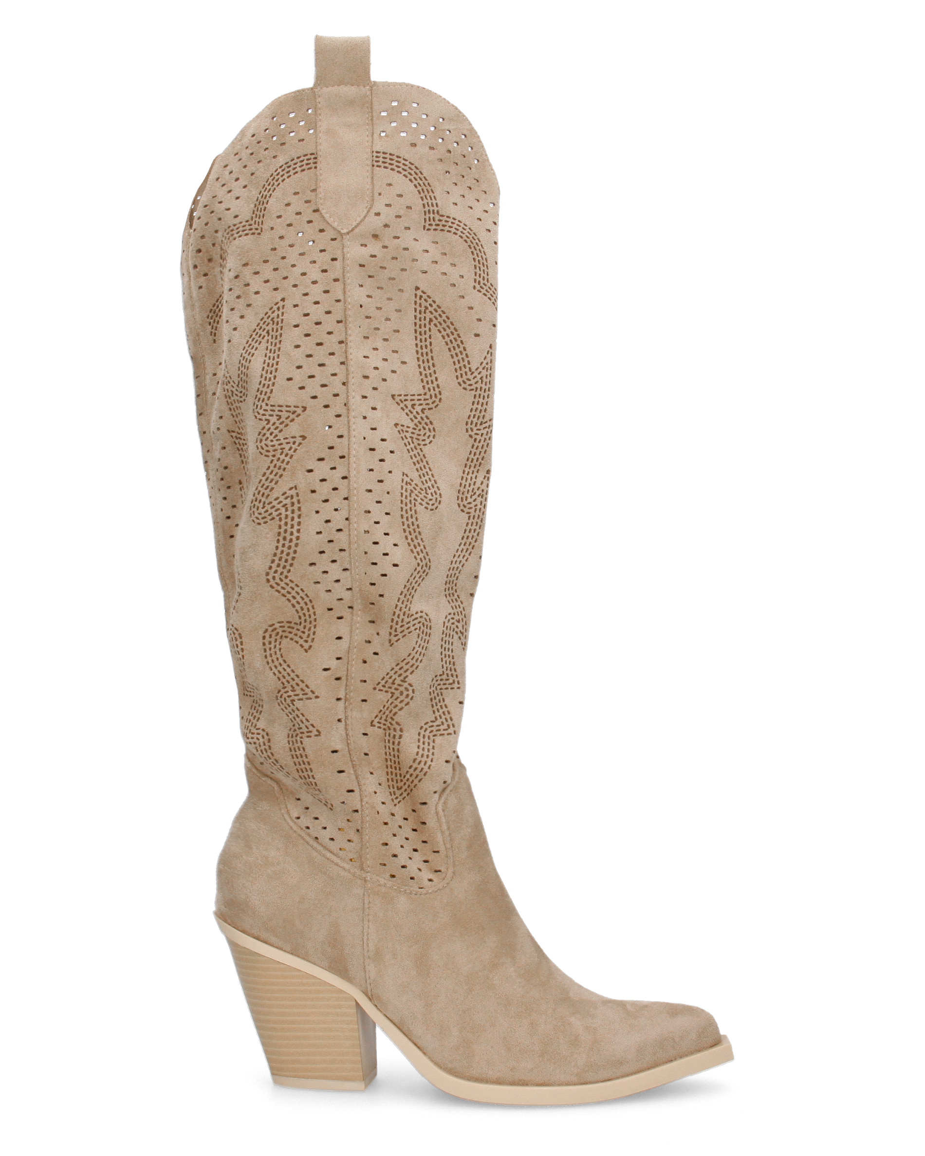 ROWEN - beige suede knee-high boots