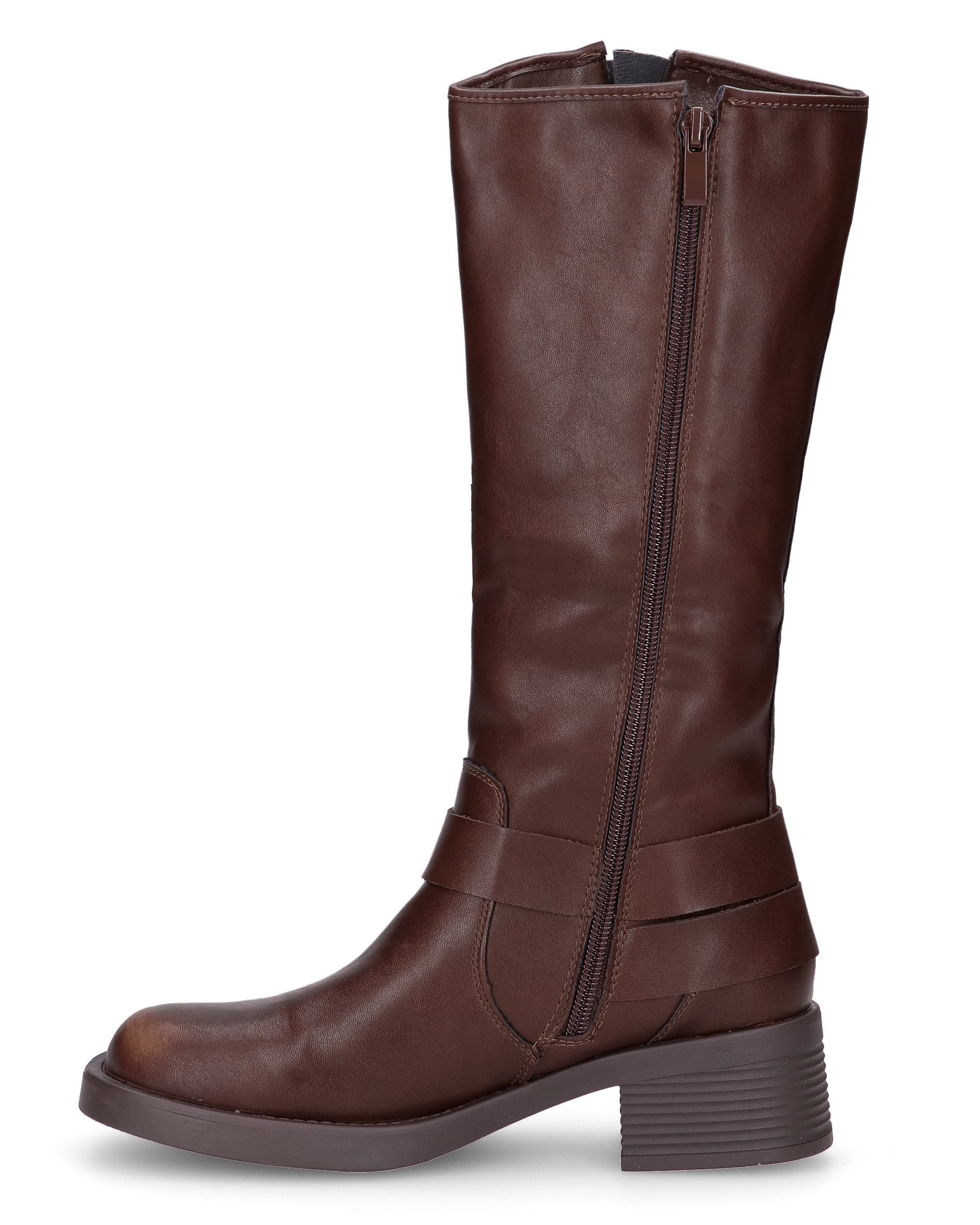 SHAKIIRA - brown knee-high boots with straps and buckles