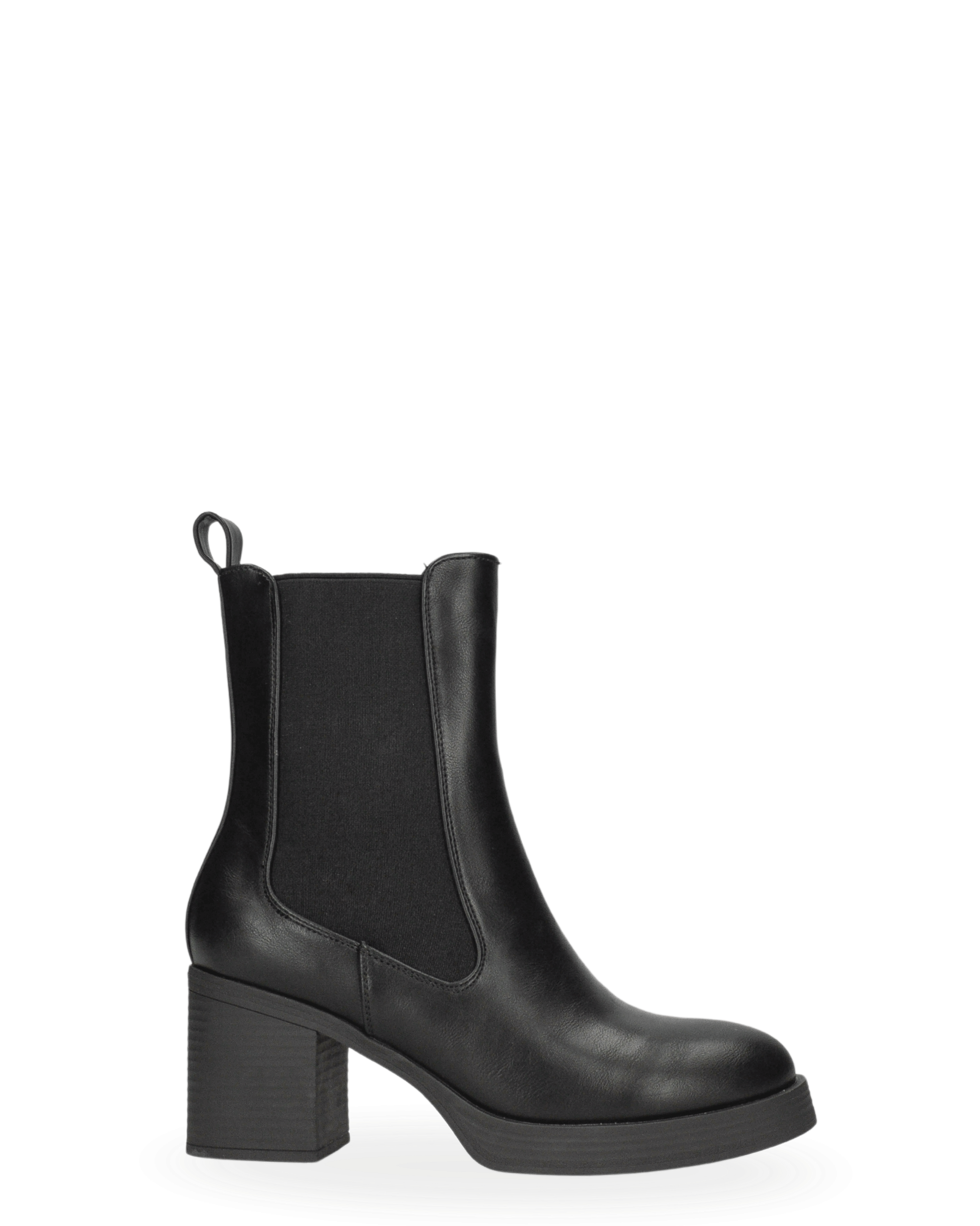 SIENNA - 2-in-1 black faux leather boots with stretch fabric