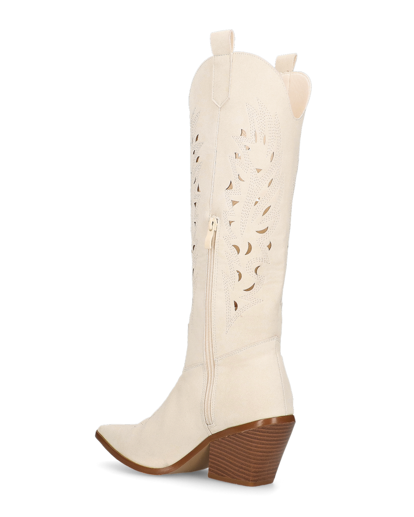 SIRIAA - beige cowboy boot with perforated details