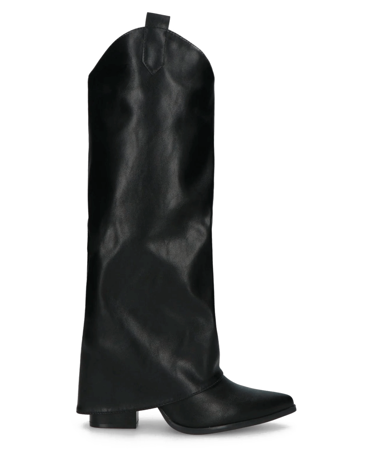 TORINA - black knee-high Western boots with turn-down cuff