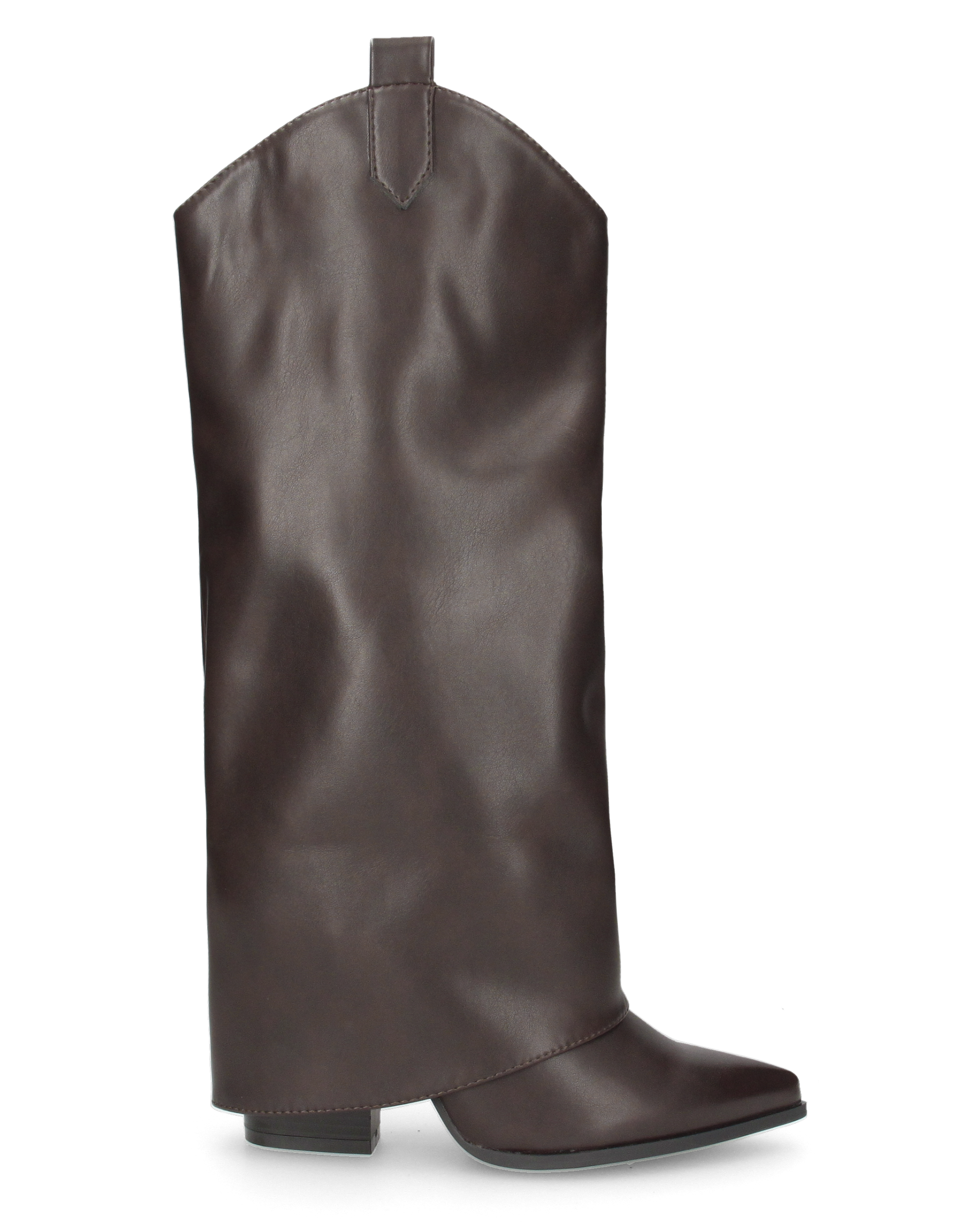 TORINA - brown knee-high Western boots with turn-down cuff