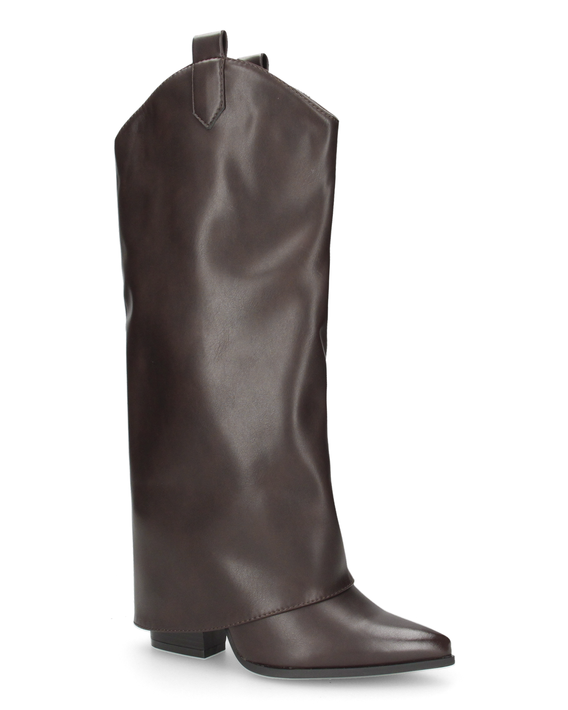 TORINA - brown knee-high Western boots with turn-down cuff
