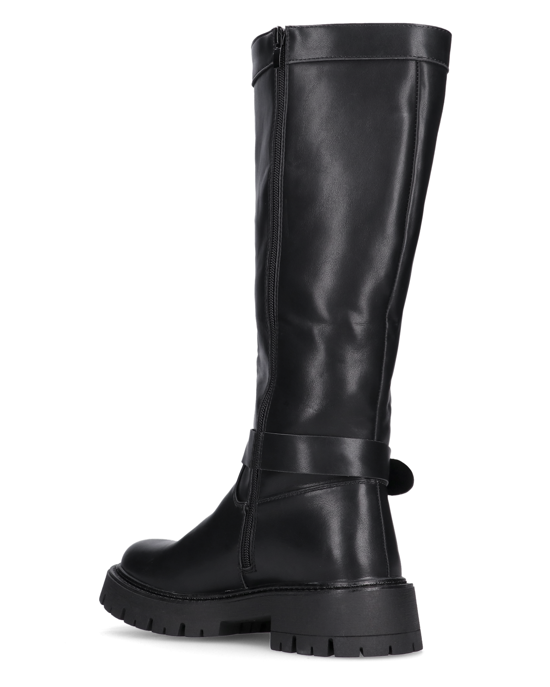 VIKA - black tall boots with belt, zip and snap button