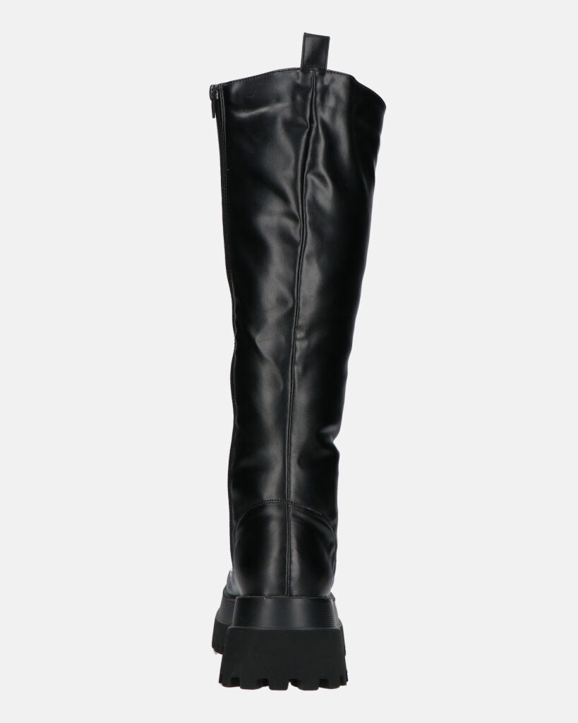 RENATHA - black tall lace-up boots