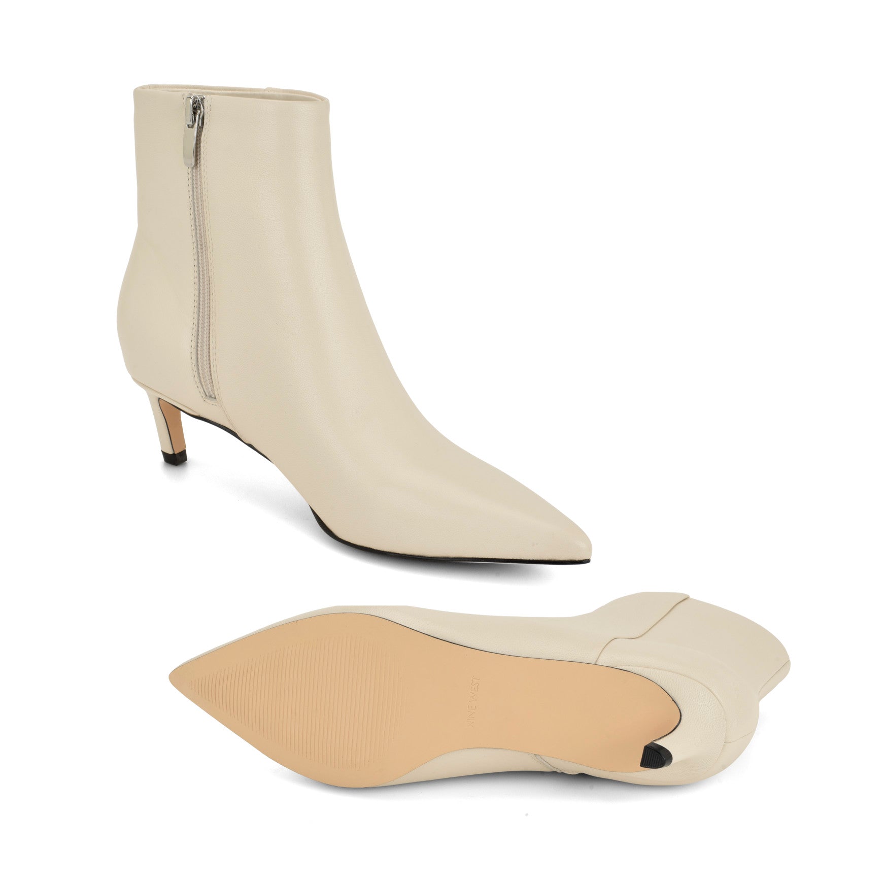 Brite Kitten Heel Ankle Leather Booties