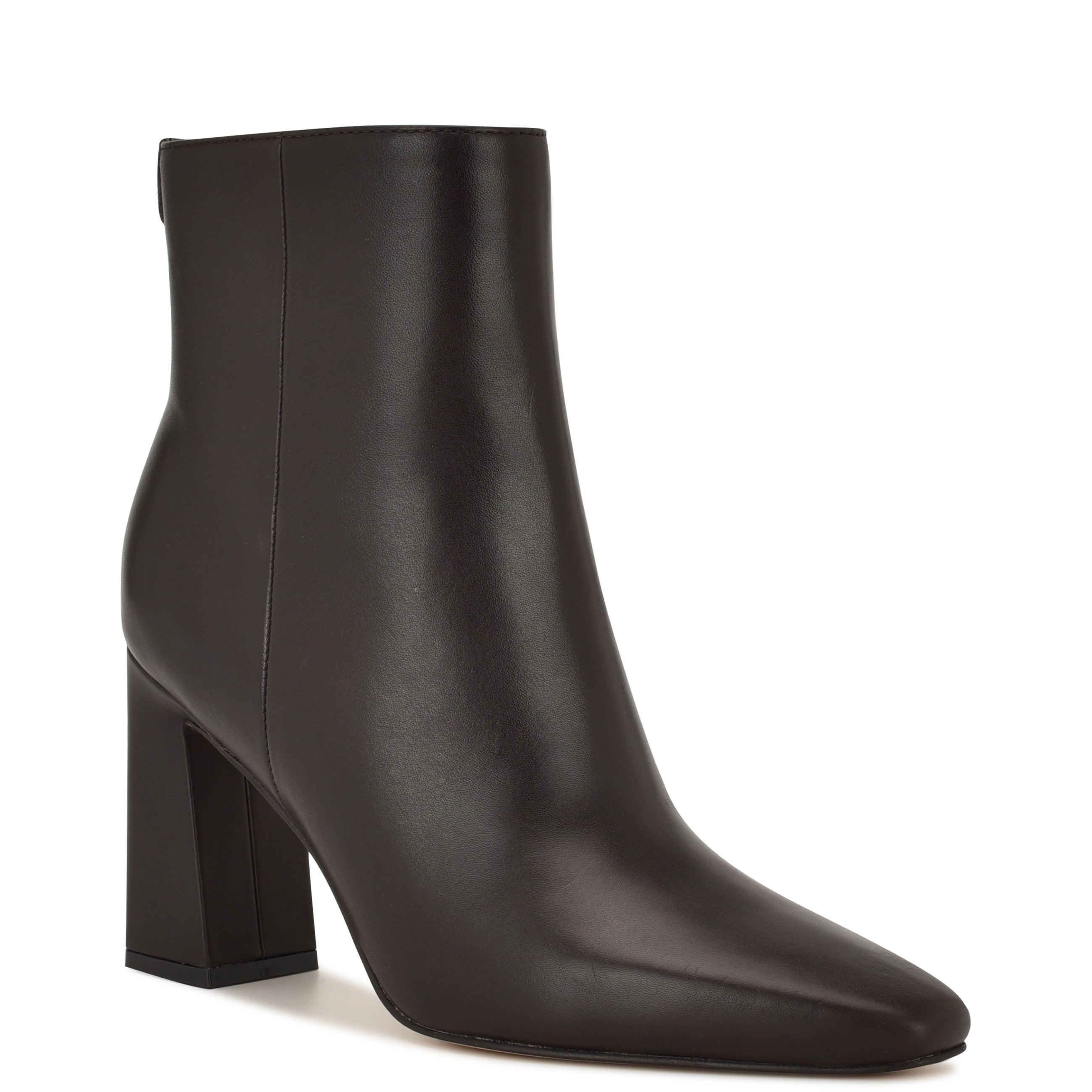 Reraye Block Heel Ankle Leather Booties