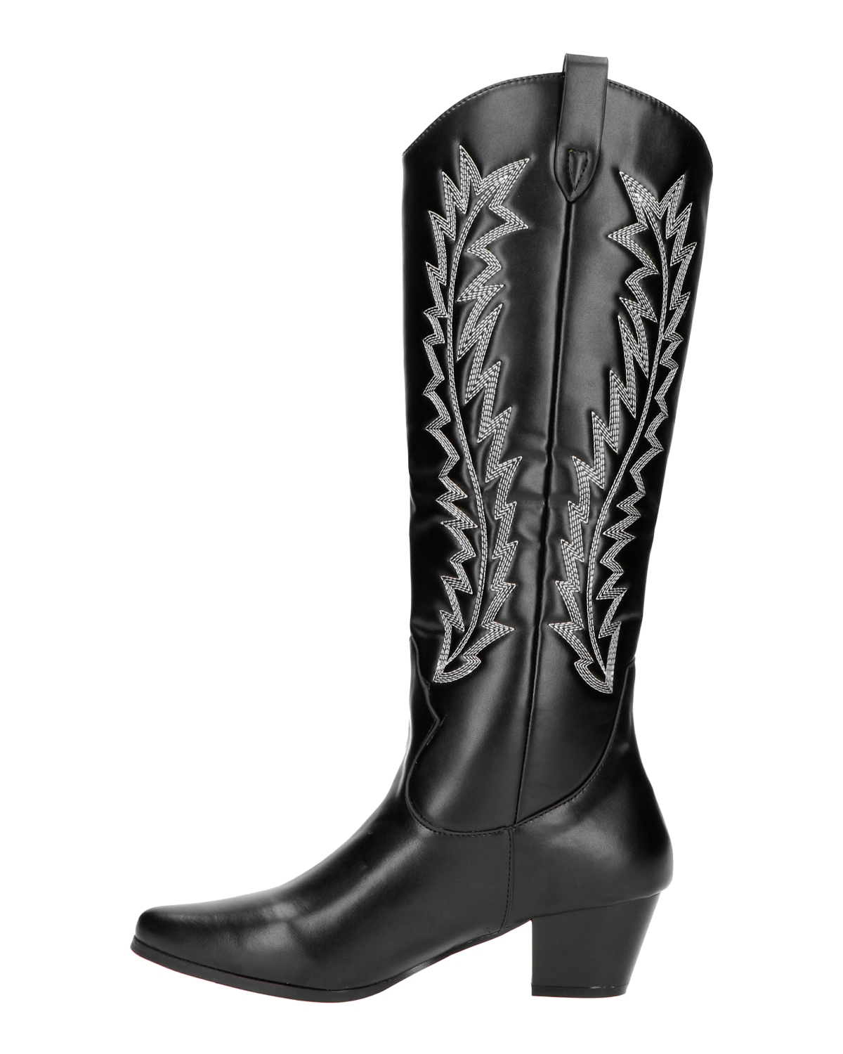 LUCITA - tall black Western boots with white embroidered designs