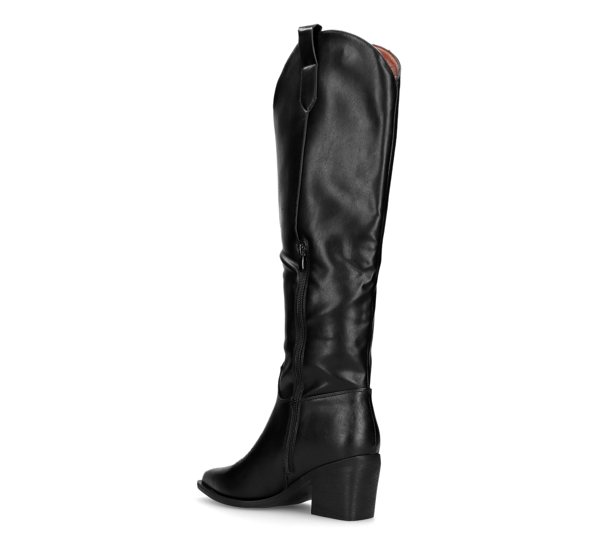 XANA - tall black faux leather Texan cowboy boots